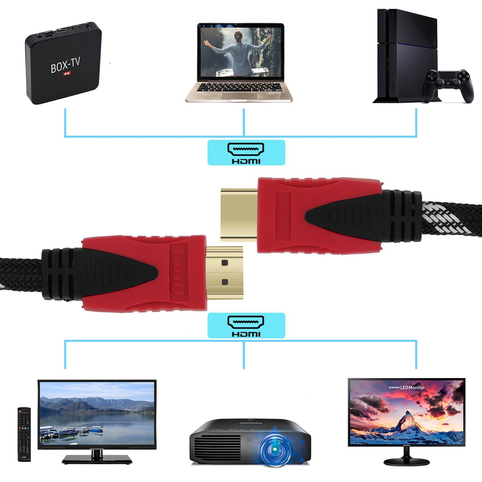 Câble Vidéo HDMI vers HDMI Mâle 4K Full HD Haut Débit 1.8m-3