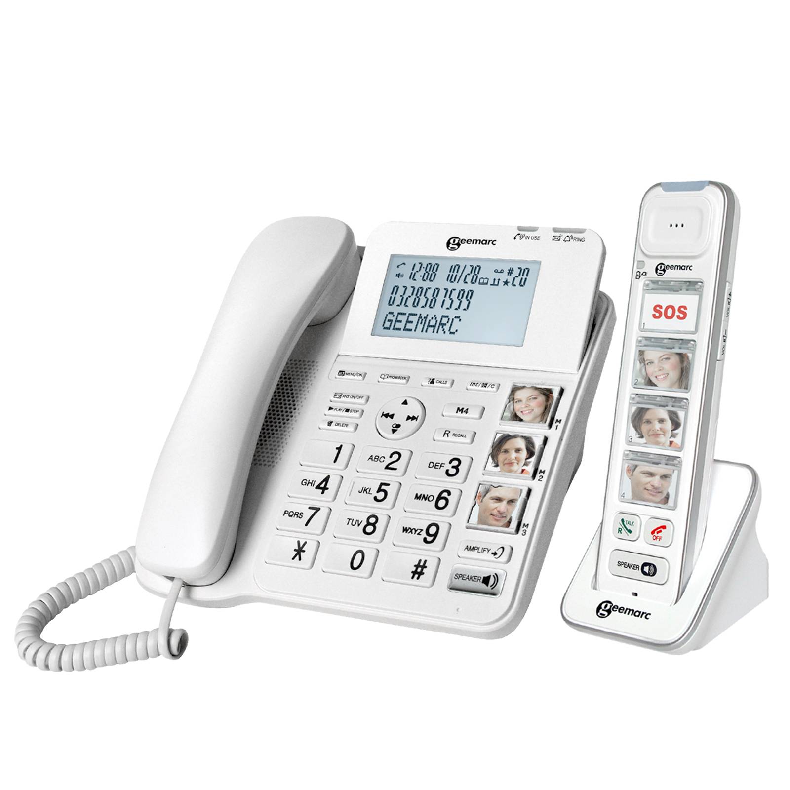Téléphone Filaire Senior avec Combiné Sans Fil Touches Photo Répondeur-0