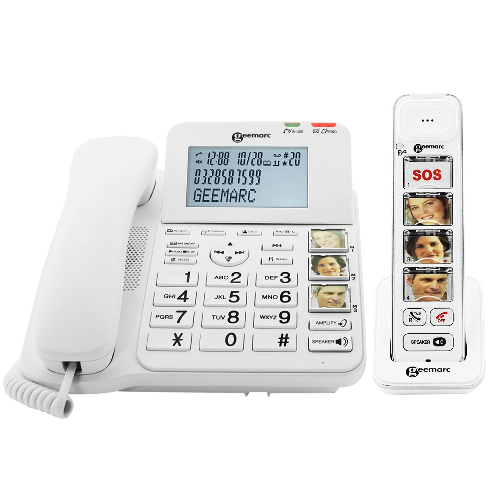 Téléphone Filaire Senior avec Combiné Sans Fil Touches Photo Répondeur-1