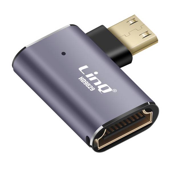 Adaptateur Vidéo 8K UHD HDMI Femelle vers Mini HDMI Mâle Coudé à Gauche