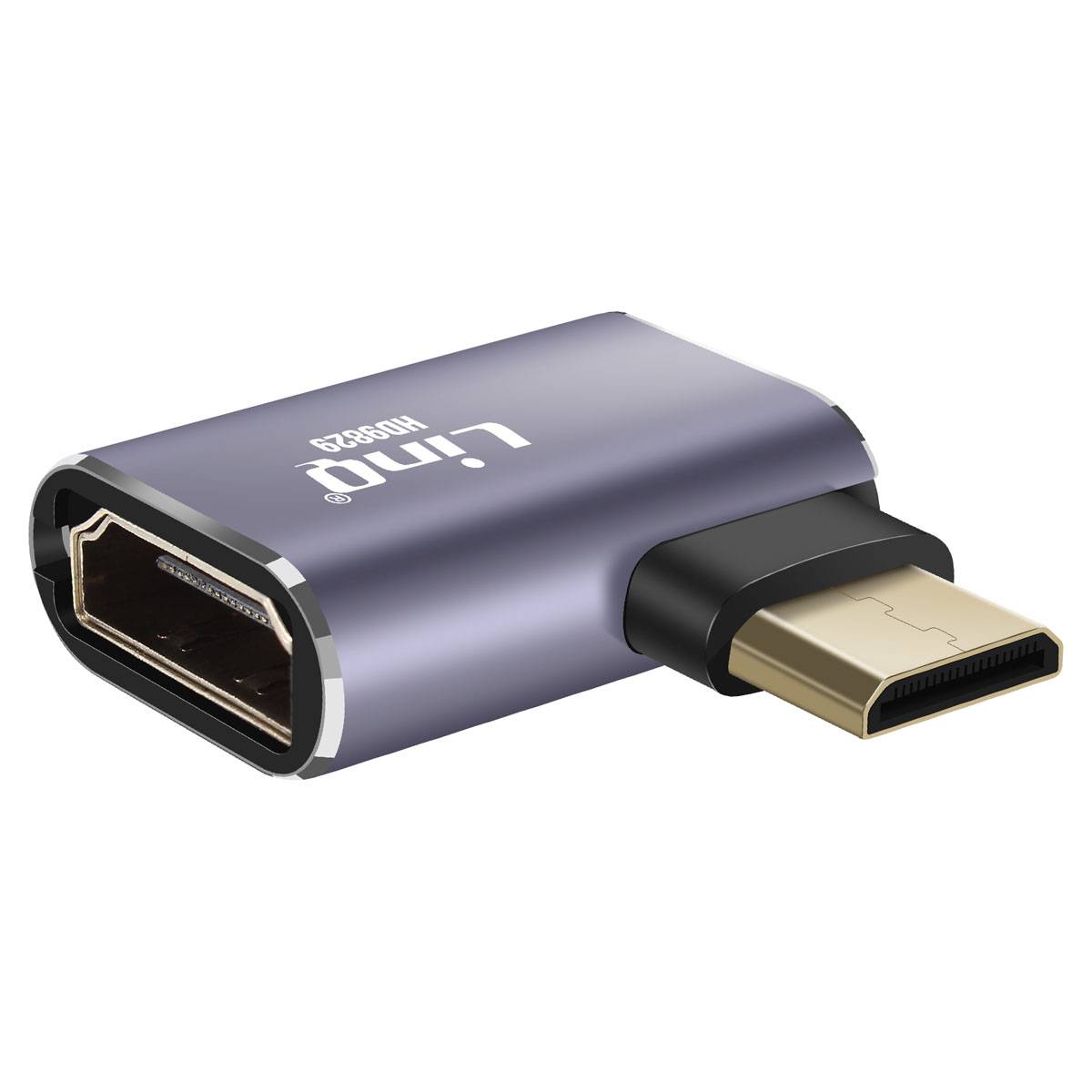Adaptateur Vidéo 8K UHD HDMI Femelle vers Mini HDMI Mâle Coudé à Gauche-1