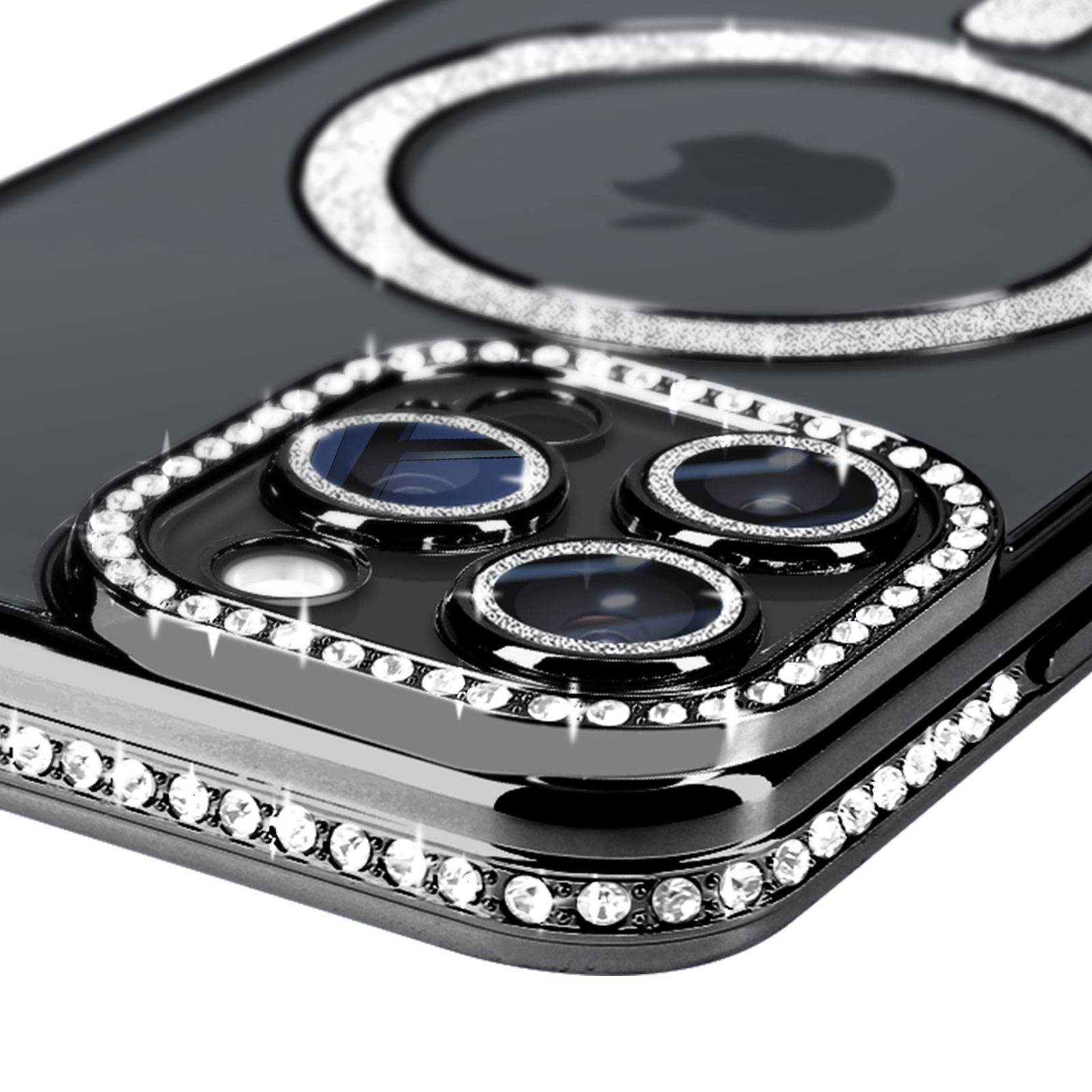 Coque Diamant pour iPhone 15 Pro Protection MagSafe Contour Strass-2