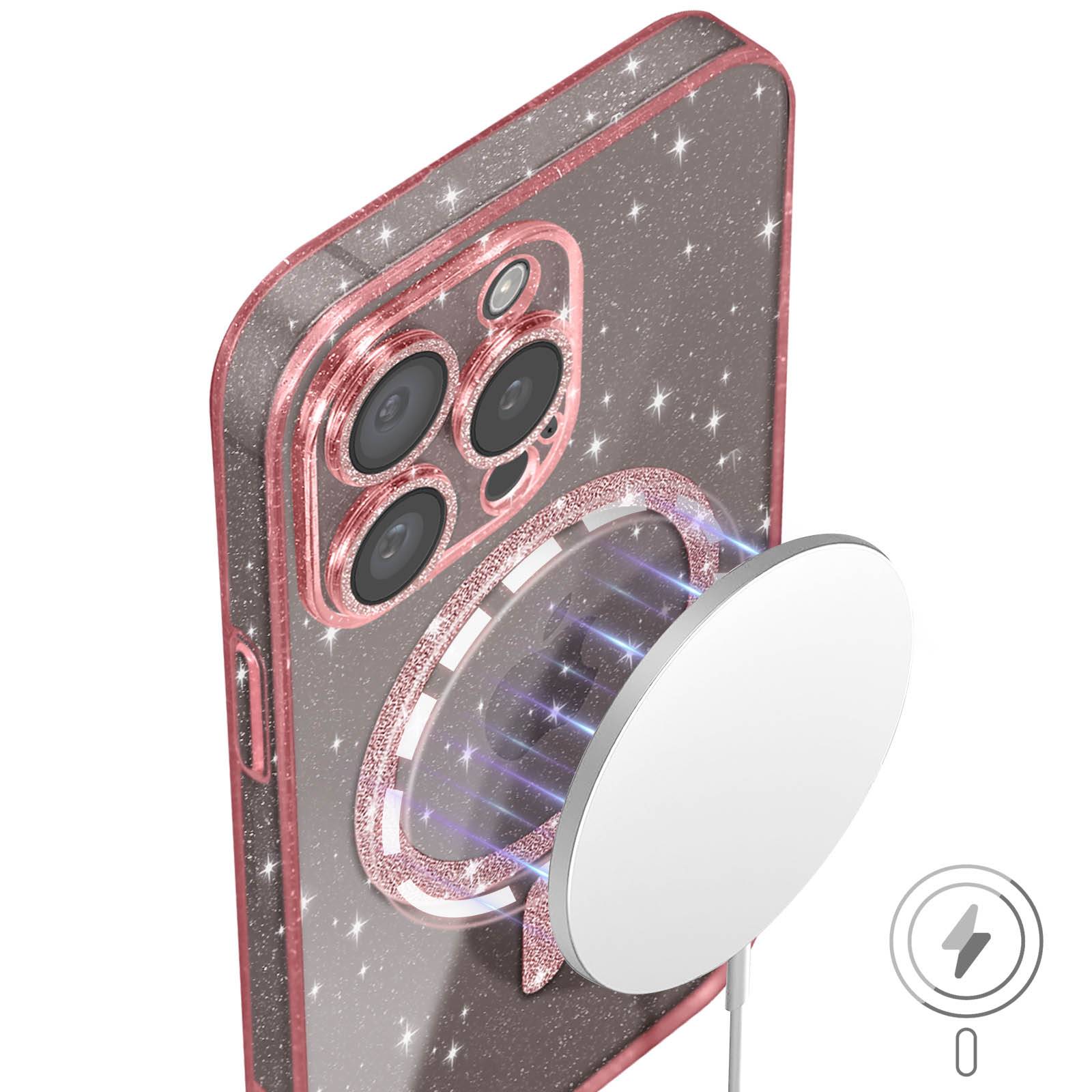 Coque MagSafe pour iPhone 15 Pro Max Silicone Pailleté-3