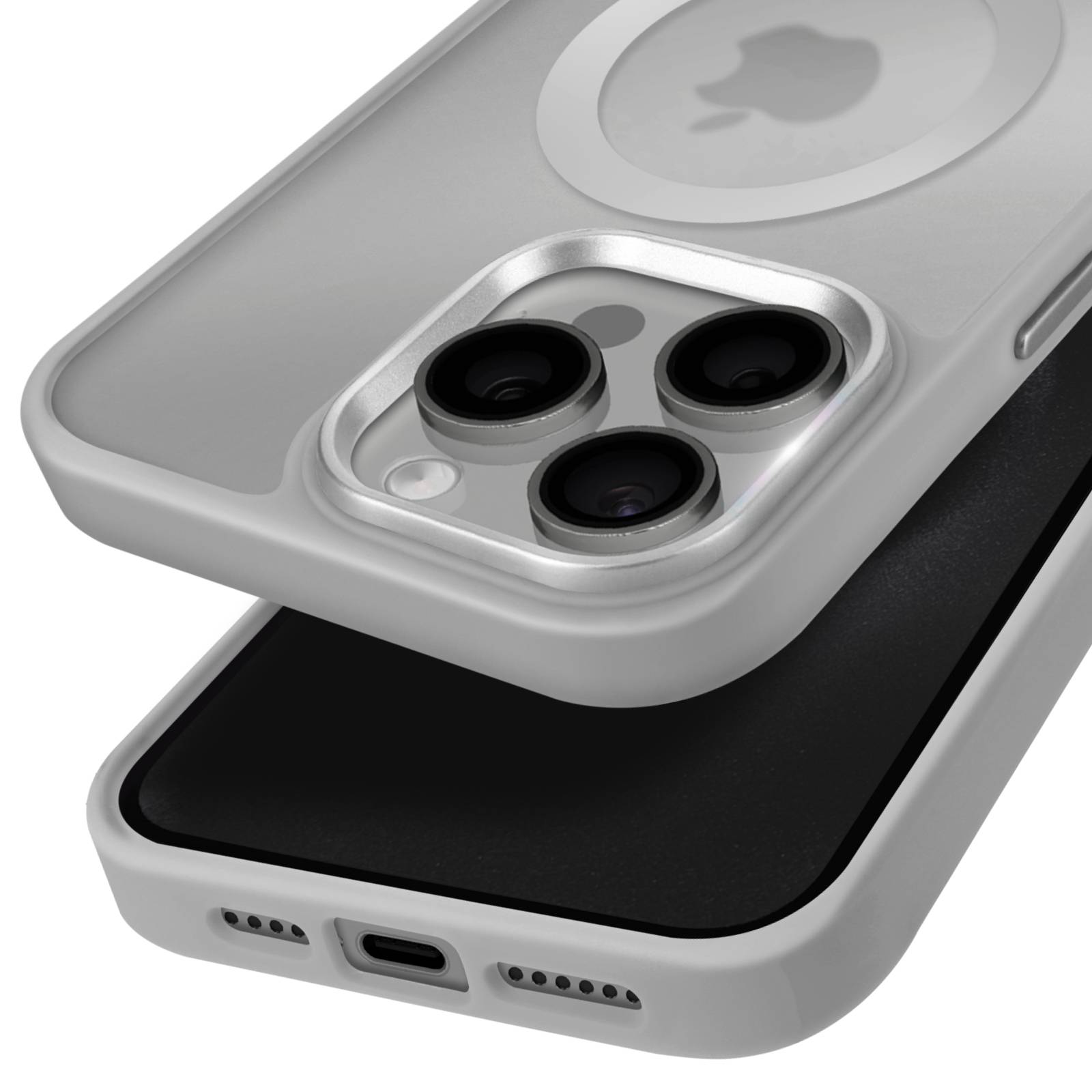 Coque MagSafe pour iPhone 15 Pro Dos Mat Givré Contour-1