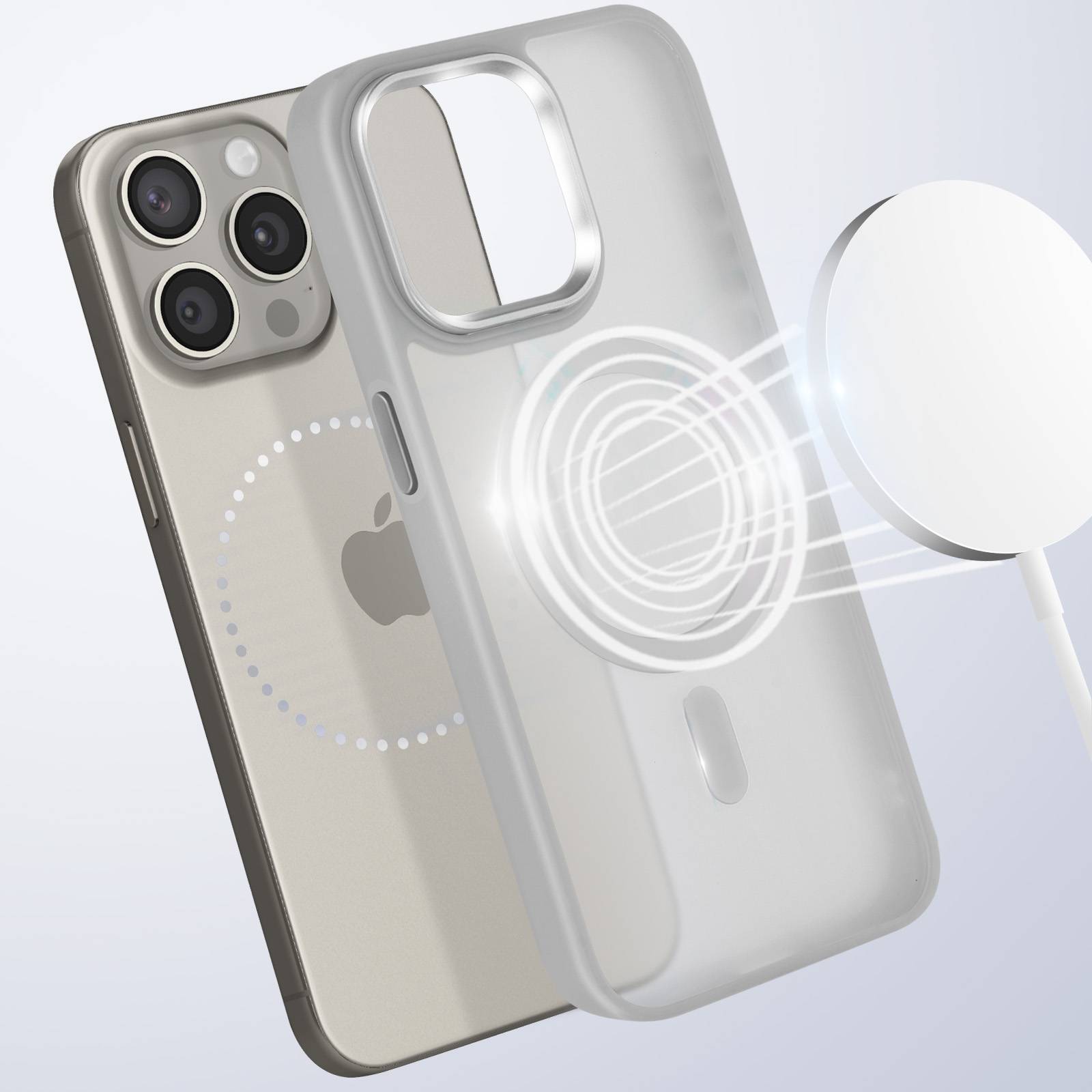 Coque MagSafe pour iPhone 15 Pro Dos Mat Givré Contour-2