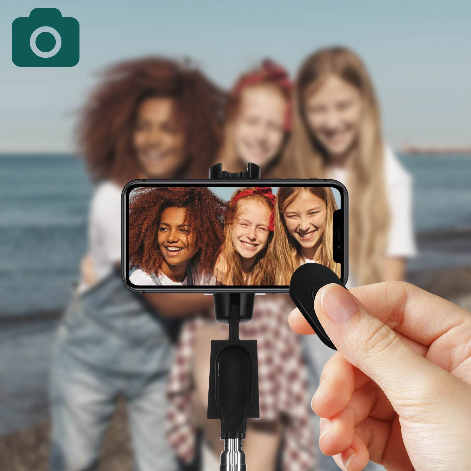Perche Selfie Smartphone Bluetooth sans-fil Trépied Extensible Rotatif-3