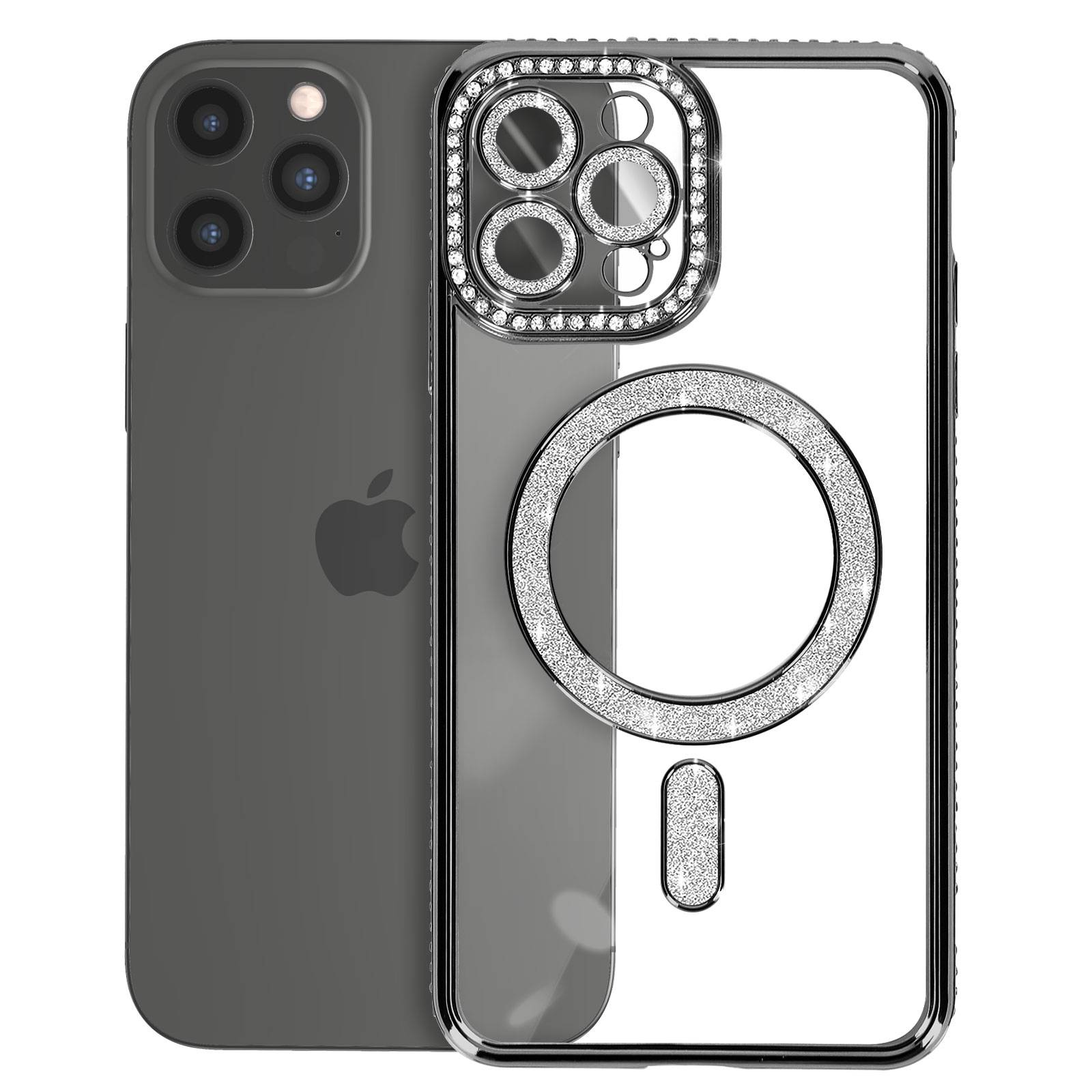 Coque Diamant pour iPhone 13 Pro Max Protection MagSafe Contour Strass-1