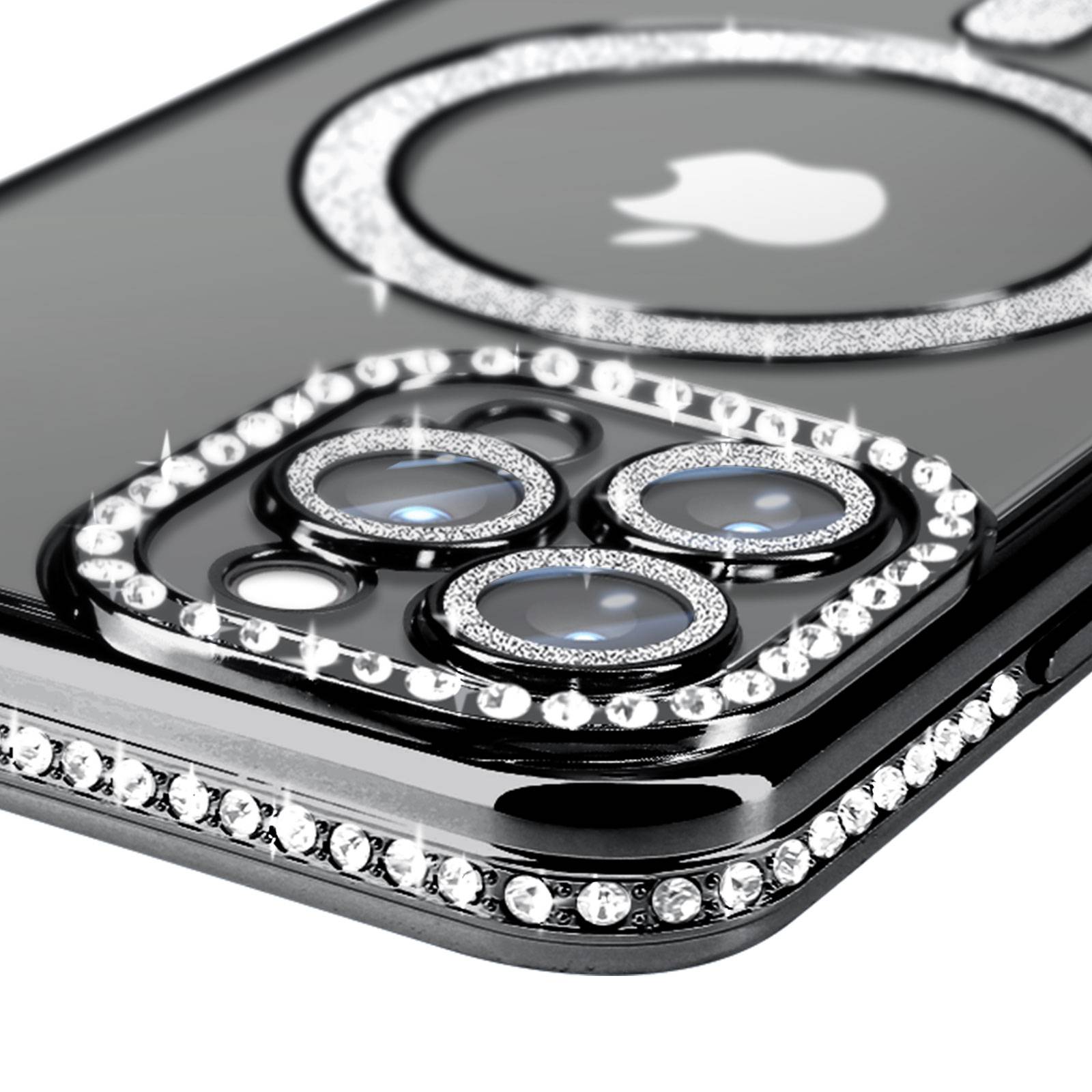 Coque Diamant pour iPhone 13 Pro Max Protection MagSafe Contour Strass-2