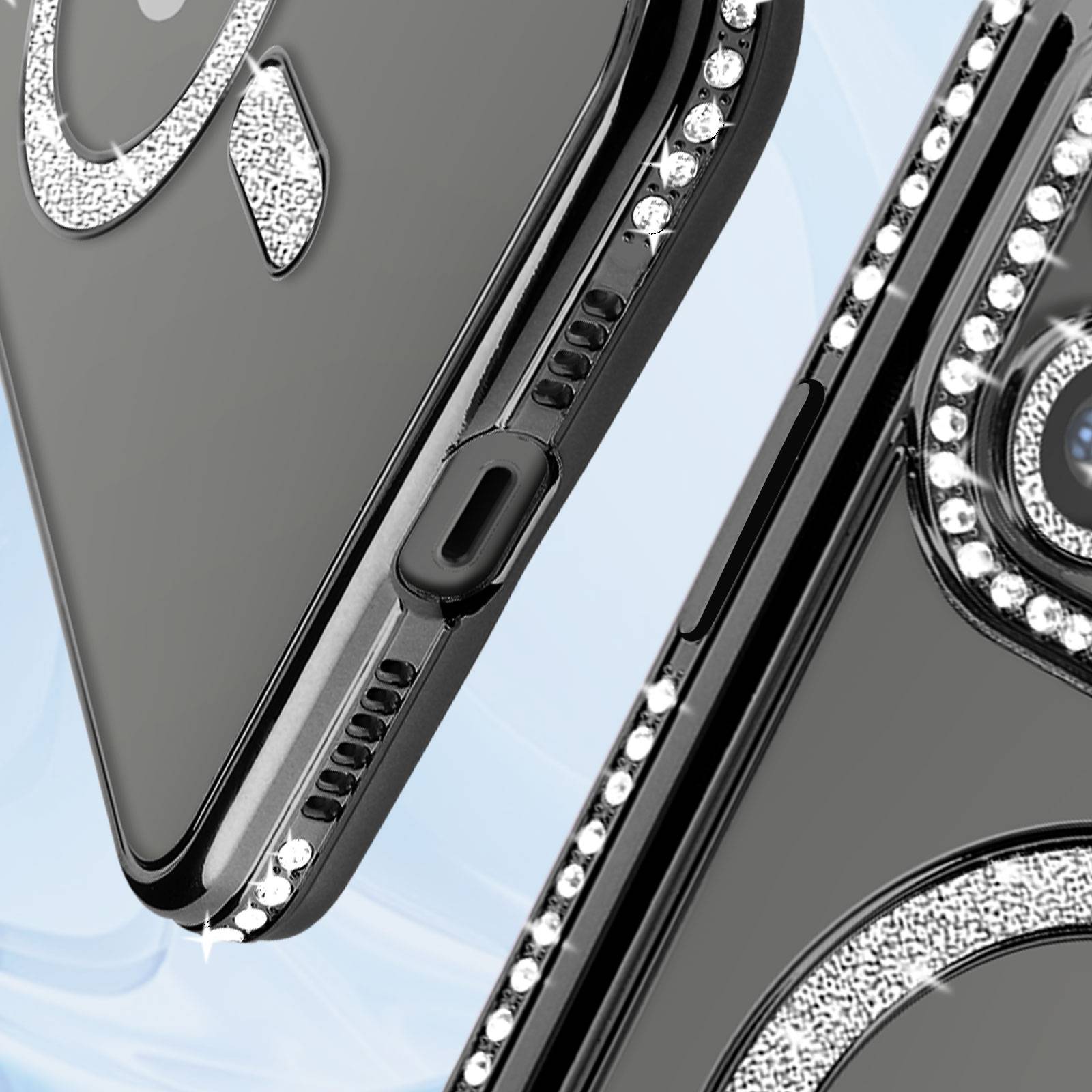 Coque Diamant pour iPhone 13 Pro Max Protection MagSafe Contour Strass-3