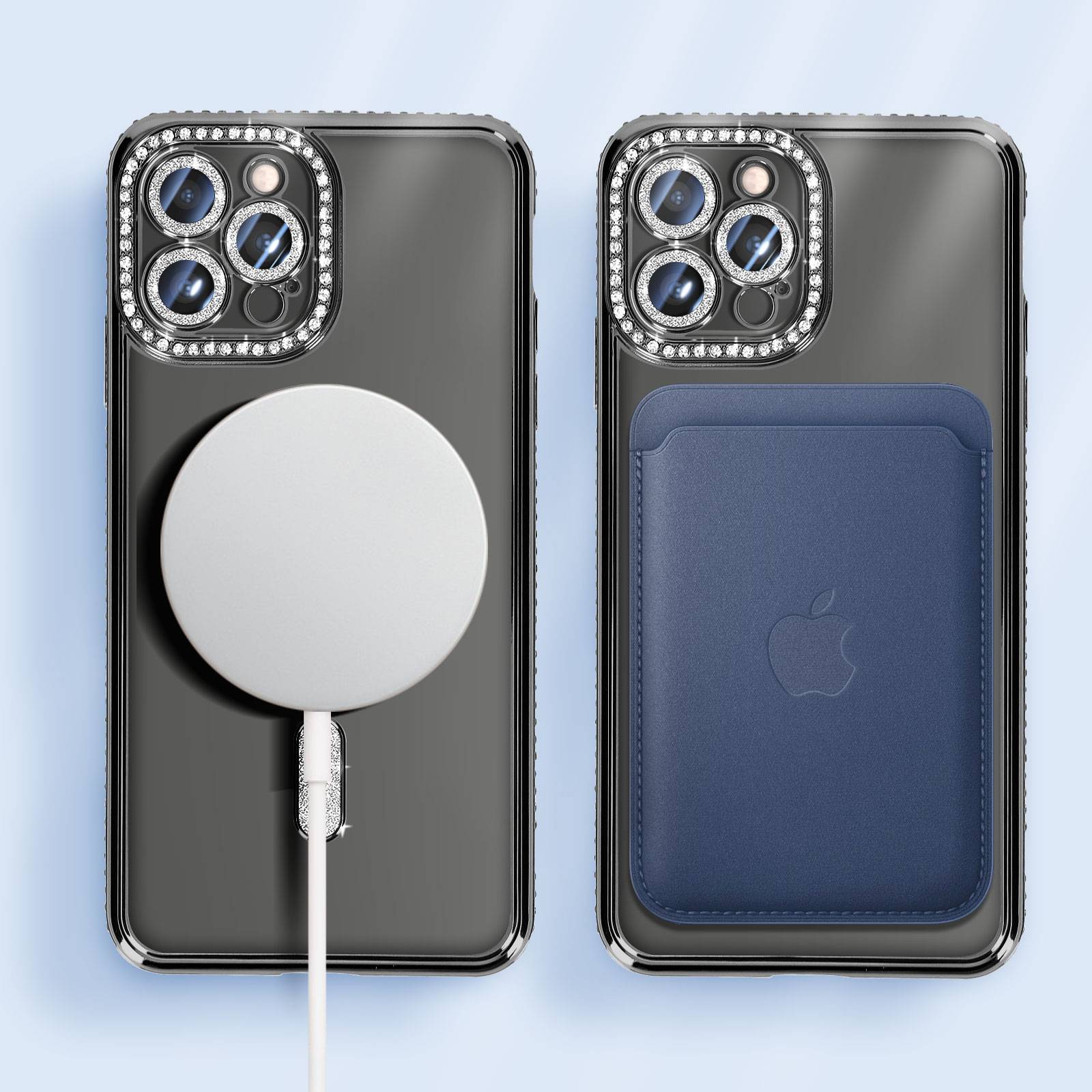 Coque Diamant pour iPhone 13 Pro Max Protection MagSafe Contour Strass-4