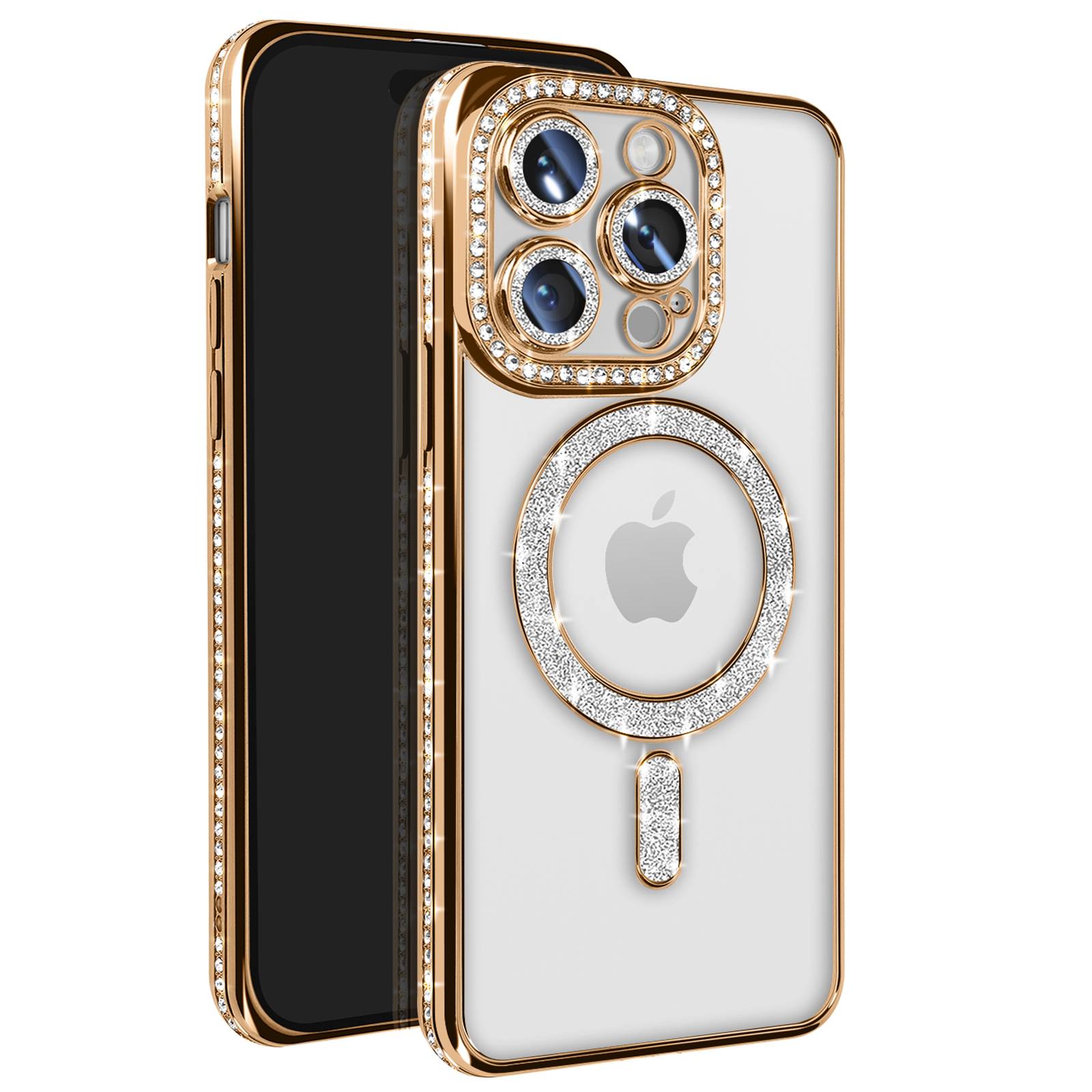 Coque Diamant pour iPhone 14 Pro MagSafe Contour Strass-0