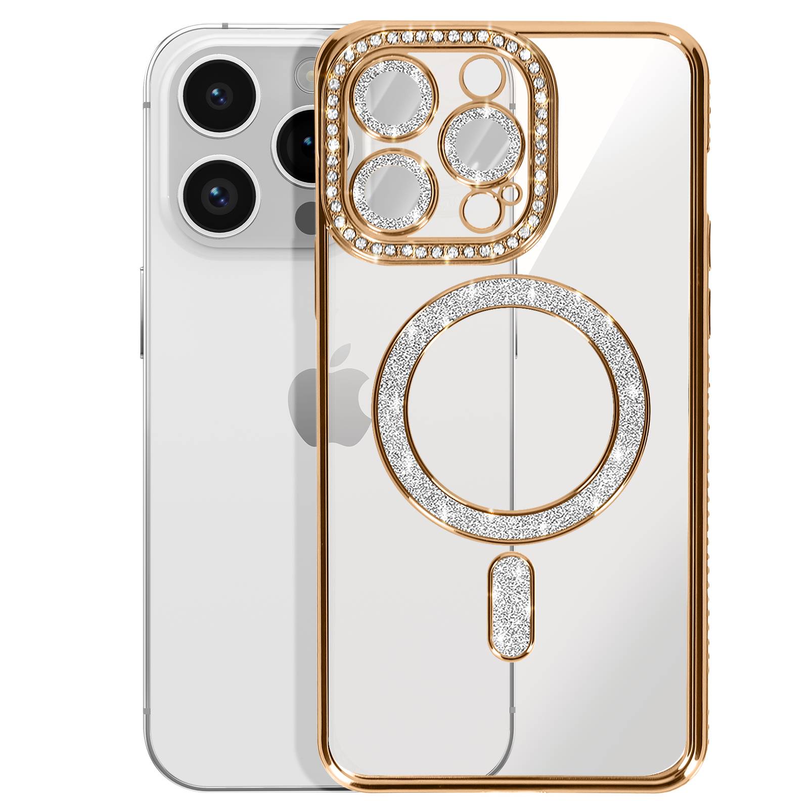 Coque Diamant pour iPhone 14 Pro MagSafe Contour Strass-1