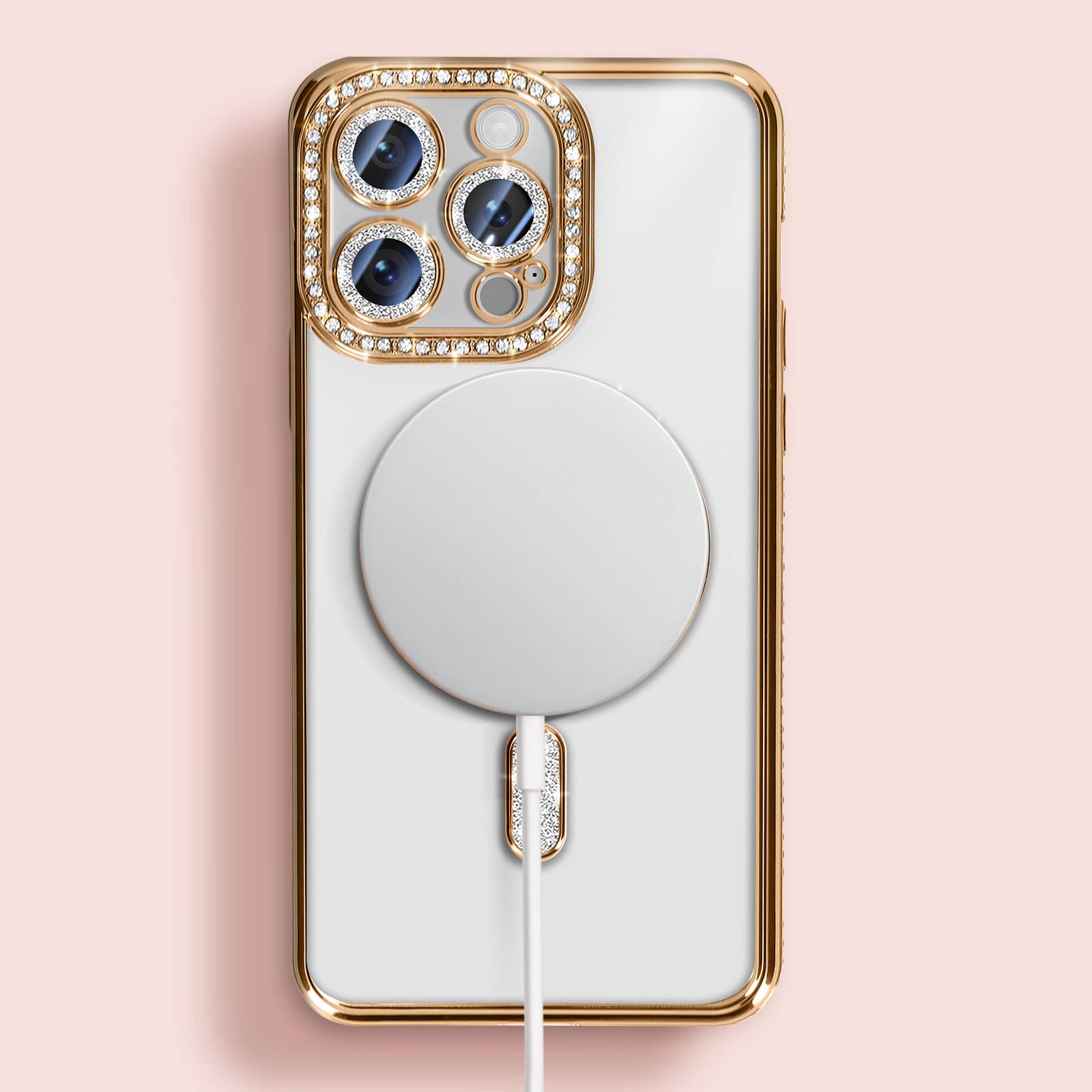 Coque Diamant pour iPhone 14 Pro MagSafe Contour Strass-4
