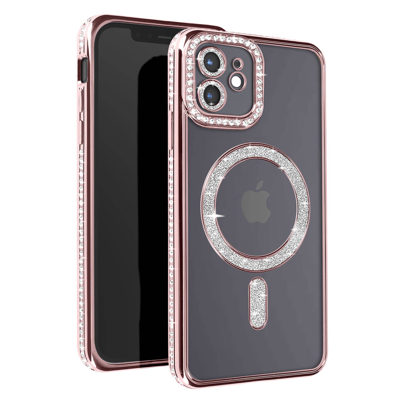 Coque Diamant pour iPhone 12 Protection MagSafe Contour Strass-0