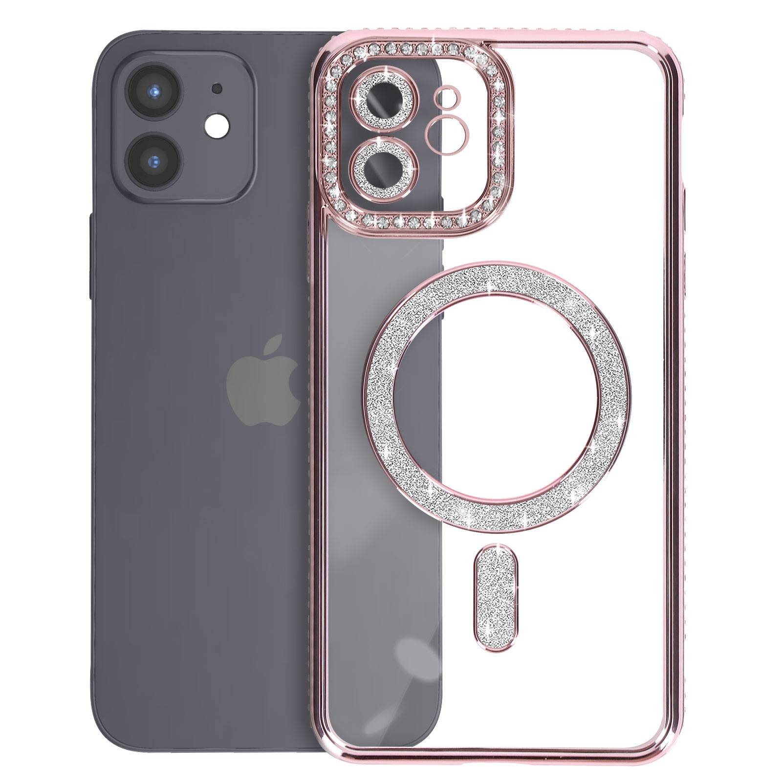 Coque Diamant pour iPhone 12 Protection MagSafe Contour Strass-1