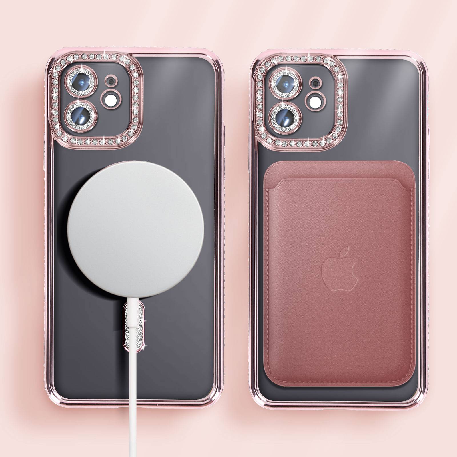 Coque Diamant pour iPhone 12 Protection MagSafe Contour Strass-4