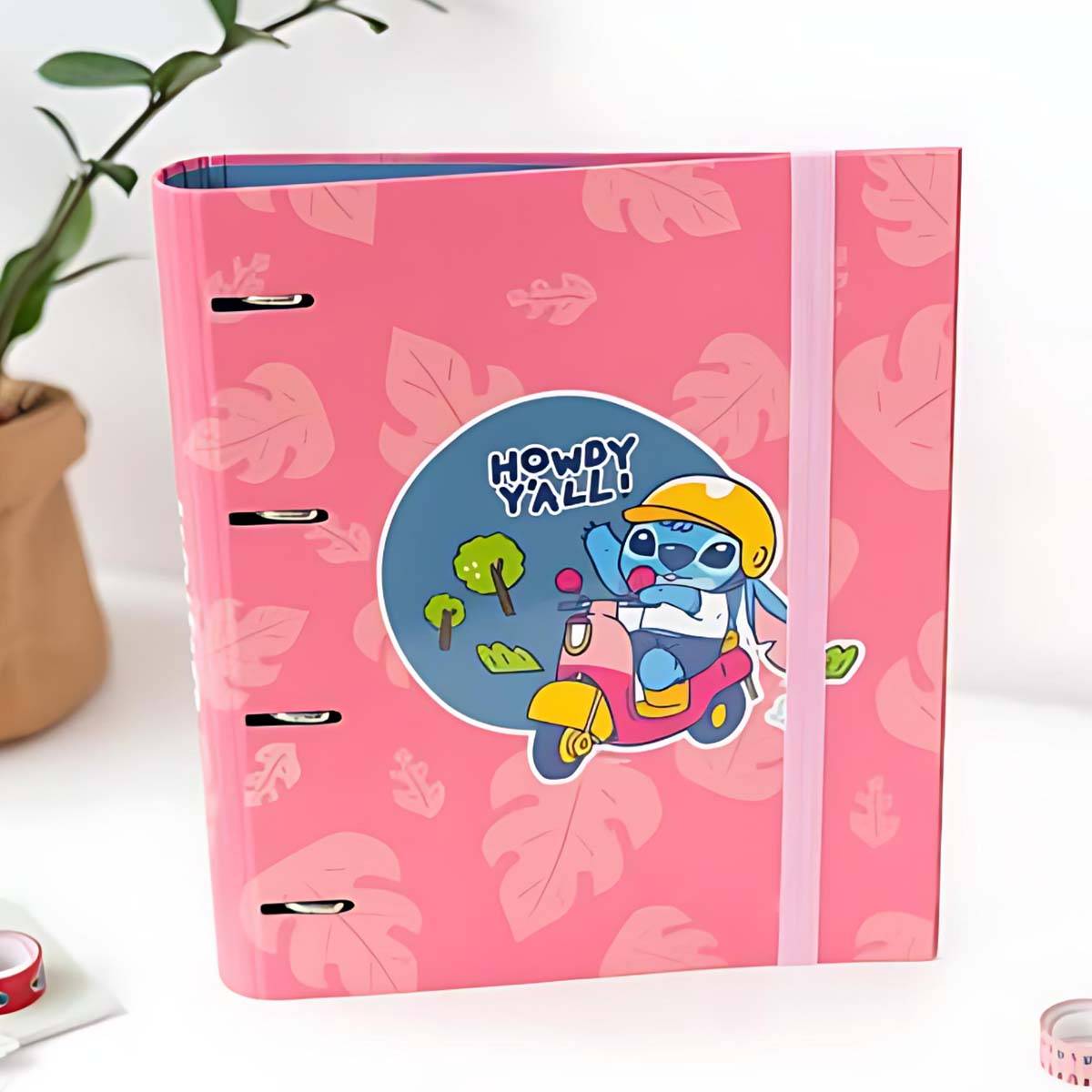 Classeur A4 Stitch 4 Anneaux Élastique Modèle Howdy Y’all Élégant Rigide-3