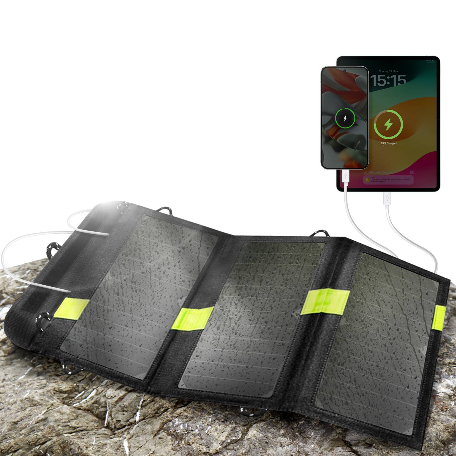 Chargeur Solaire Étanche 20W Double USB Pliable pour l'extérieur-0