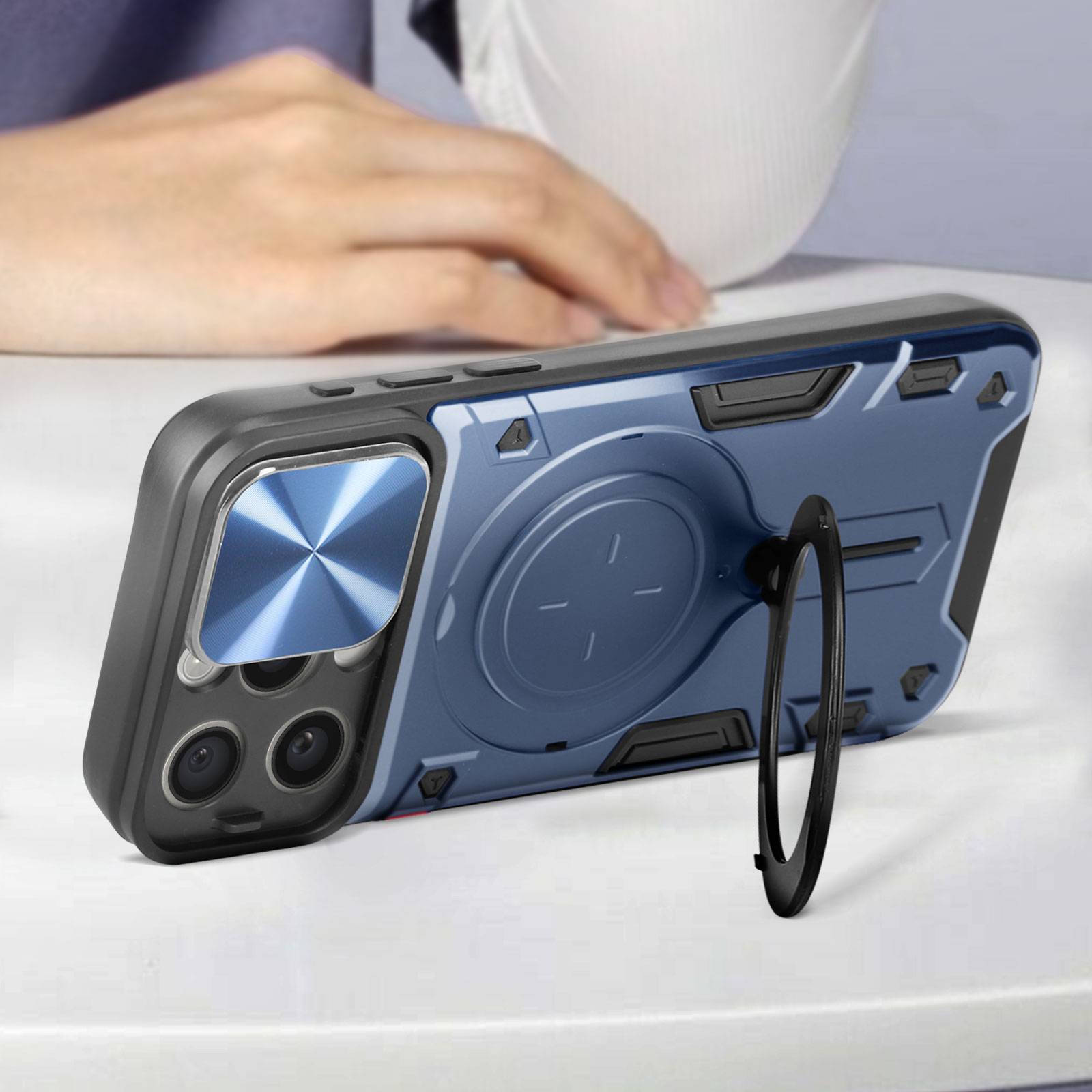 Coque pour iPhone 15 Pro Max Bague Métallique Bi-matière Antichoc-4