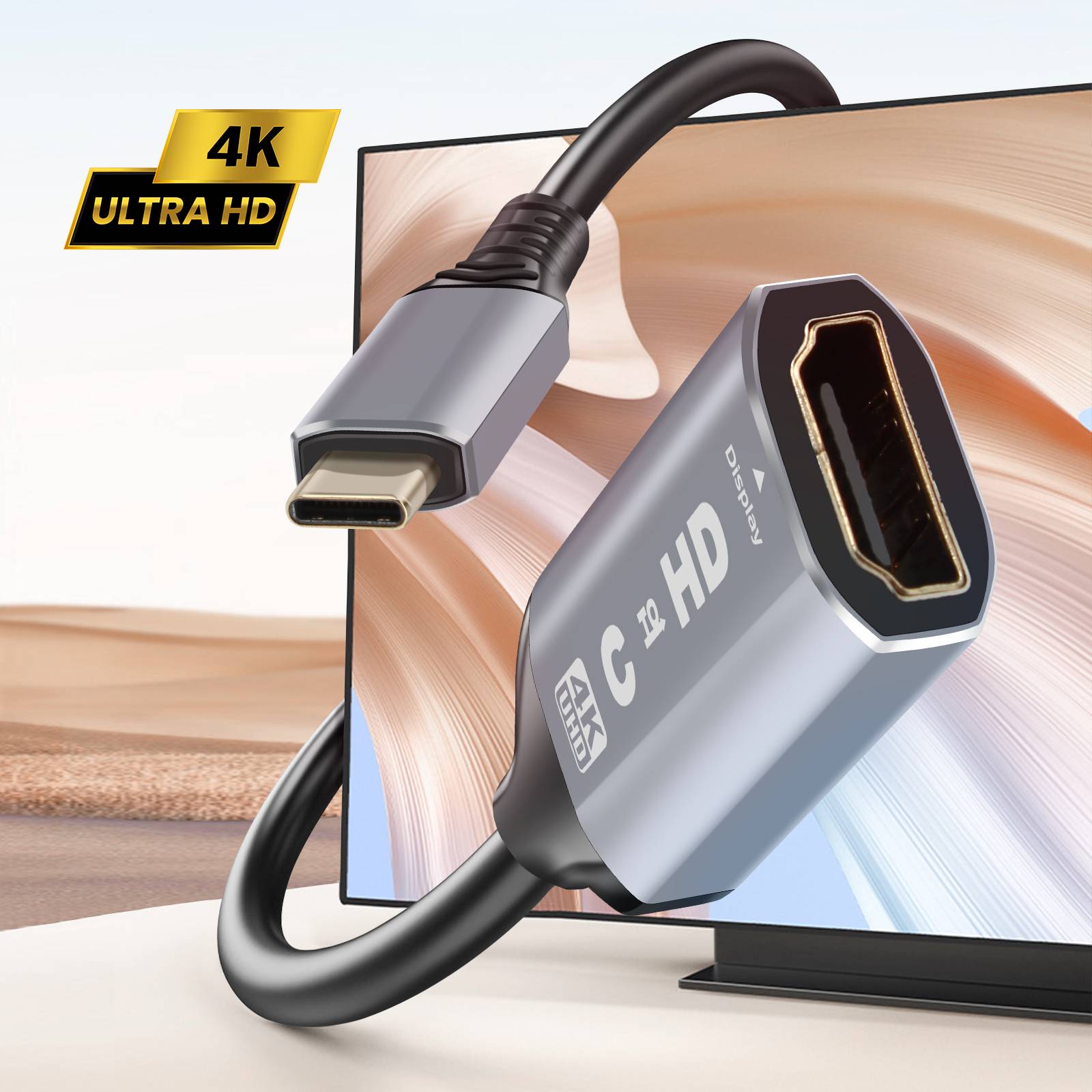 Adaptateur Vidéo USB C vers HDMI 4K Haute Résolution Design Compact-2