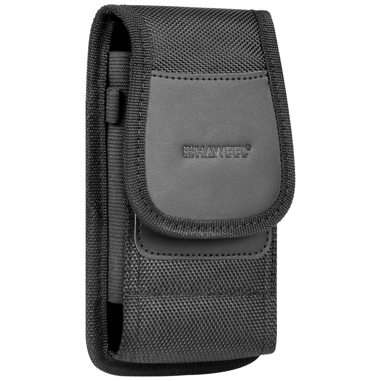 Étui Ceinture Vertical pour Smartphone Nylon par Clip et Mousqueton Taille L-0