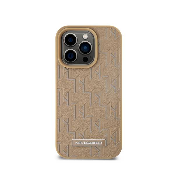 Coque pour iPhone 14 Pro Max MagSafe au Motif Monogramme avec Logo Métallisé