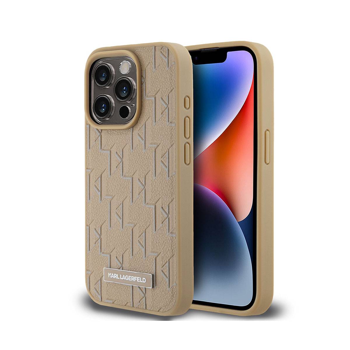 Coque pour iPhone 14 Pro Max MagSafe au Motif Monogramme avec Logo Métallisé-1