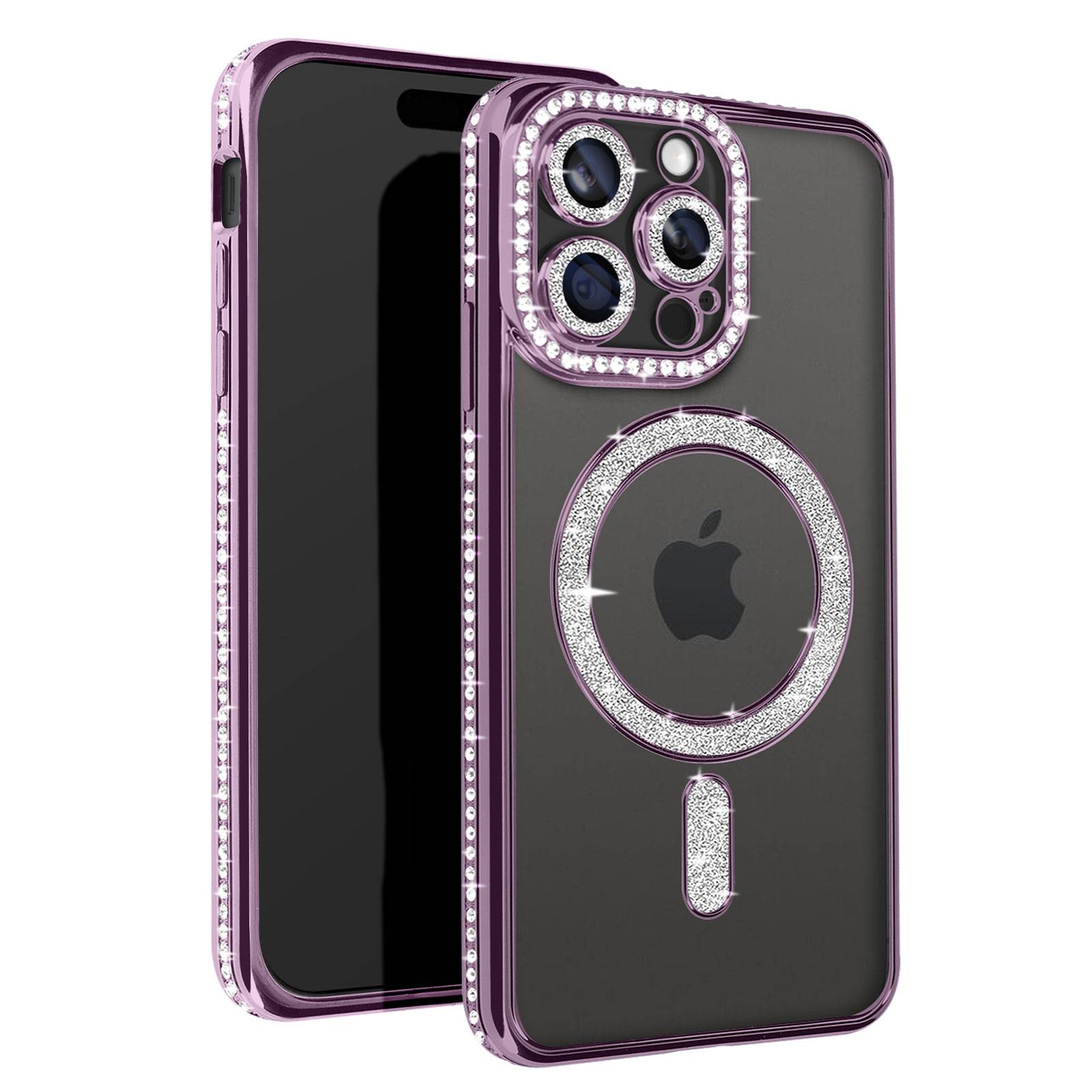 Coque Diamant pour iPhone 15 Pro Max Protection MagSafe Contour Strass-0