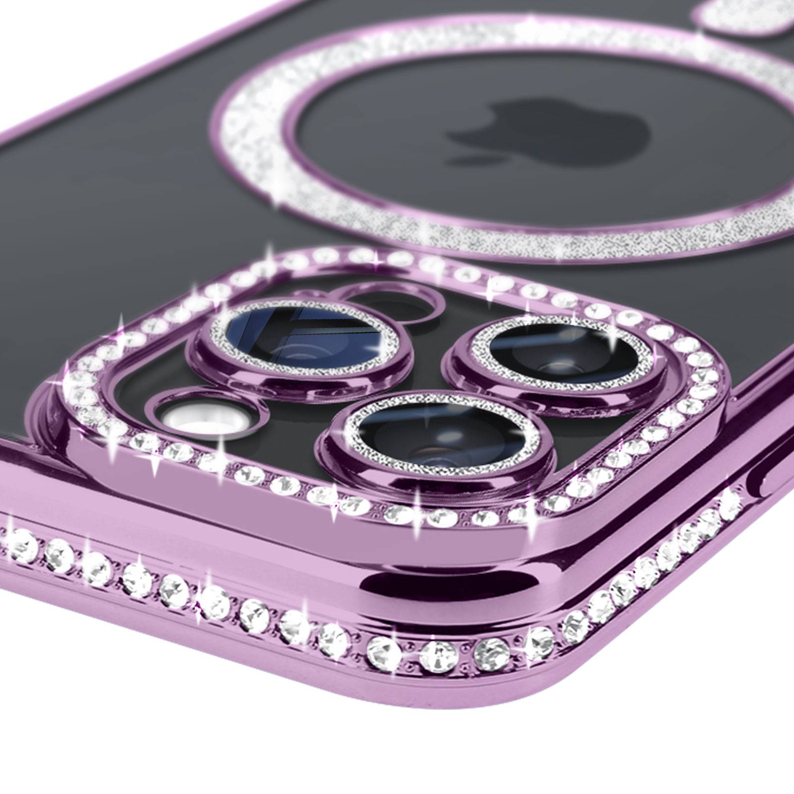 Coque Diamant pour iPhone 15 Pro Max Protection MagSafe Contour Strass-2
