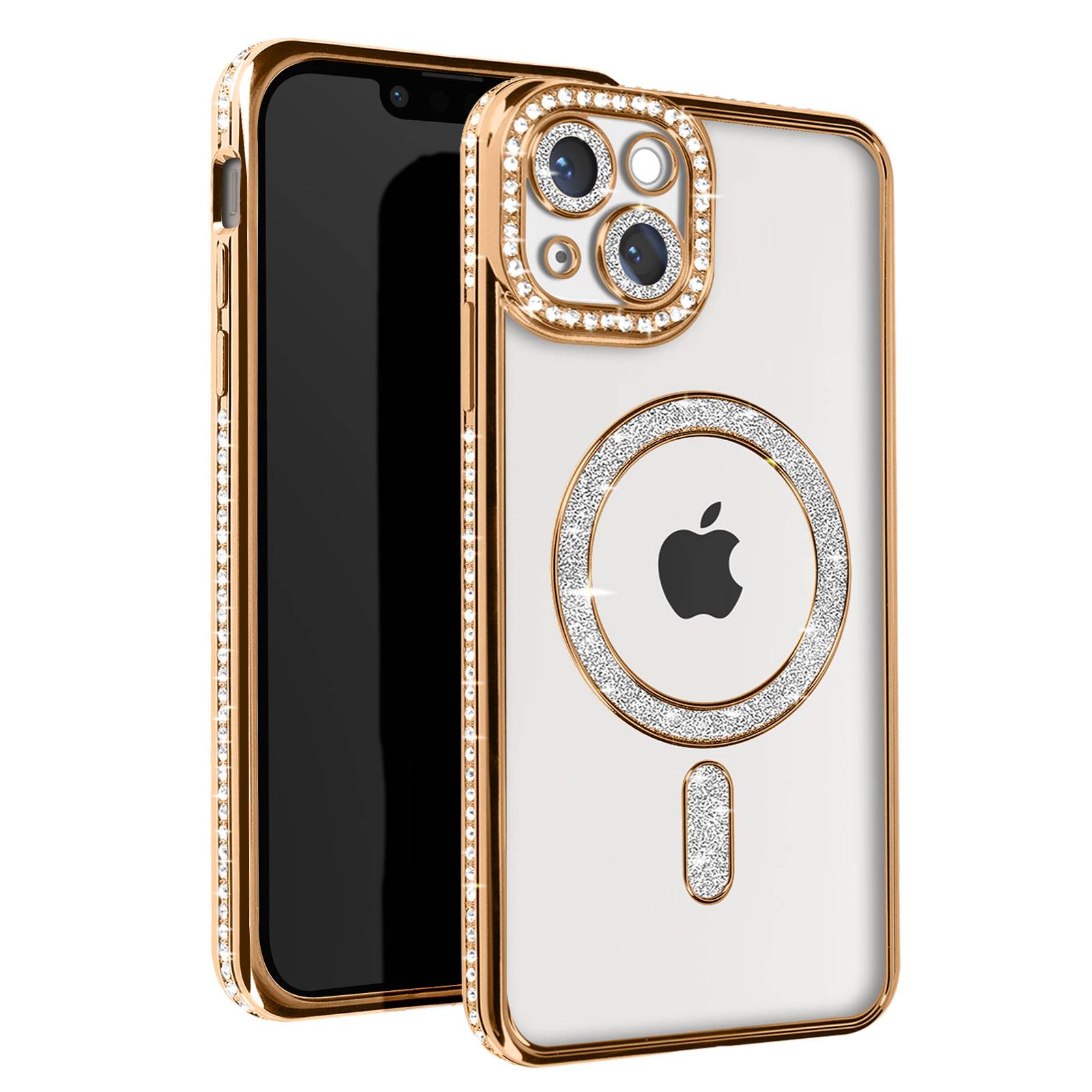 Coque Diamant pour iPhone 13 Protection MagSafe Contour Strass-0