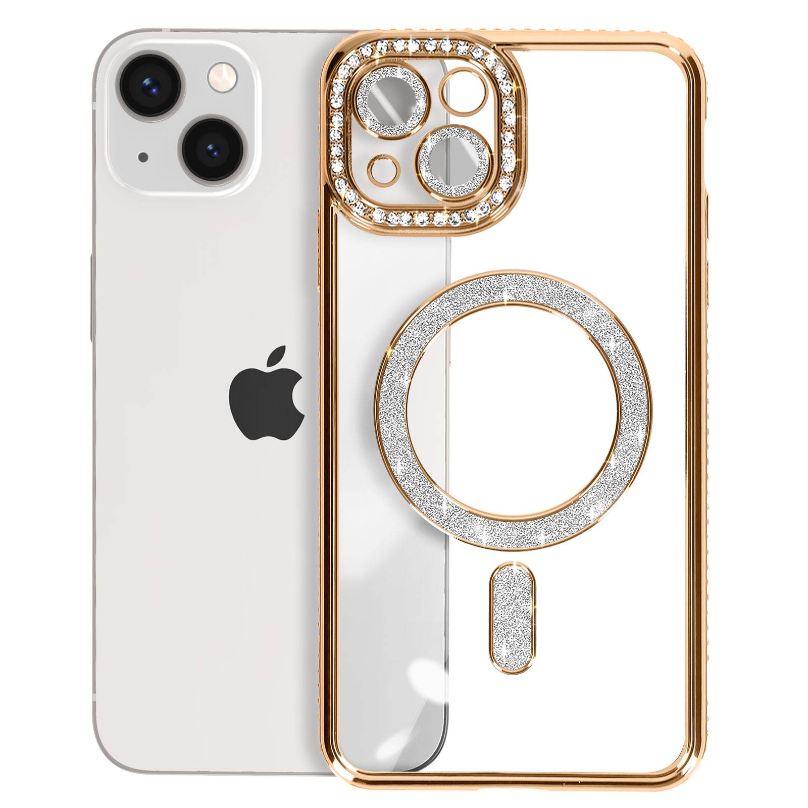 Coque Diamant pour iPhone 13 Protection MagSafe Contour Strass-1