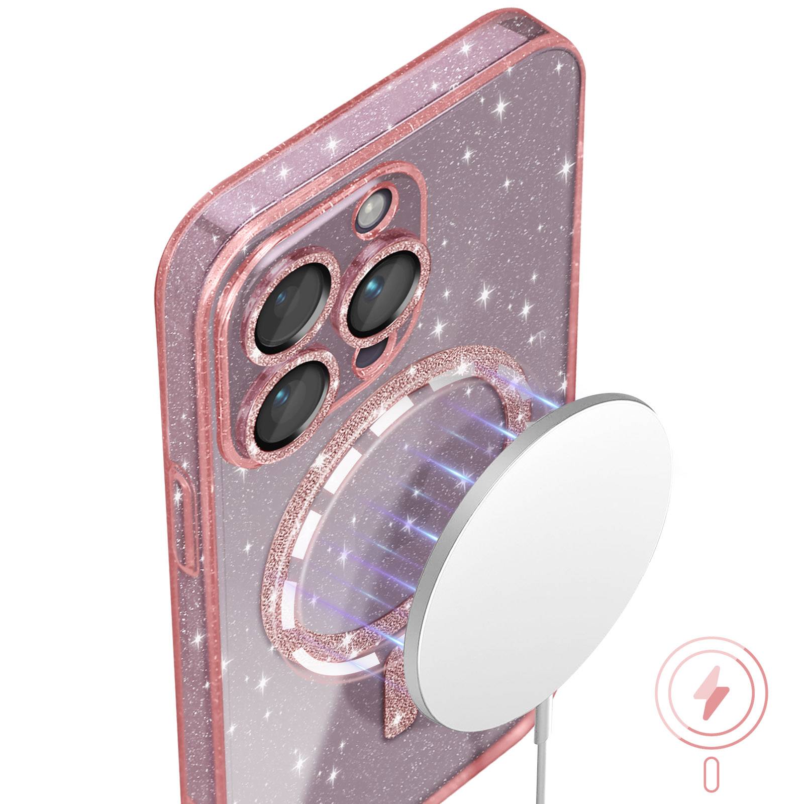 Coque MagSafe pour iPhone 14 Pro Max Silicone Pailleté-3