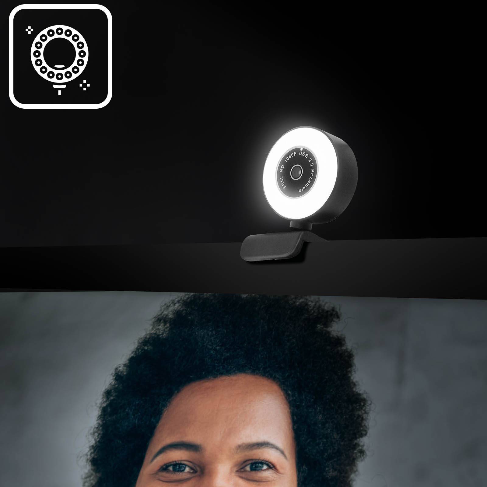 Webcam Ring Light USB 1080p Full HD Anneau Lumineux Microphone Antibruit-2