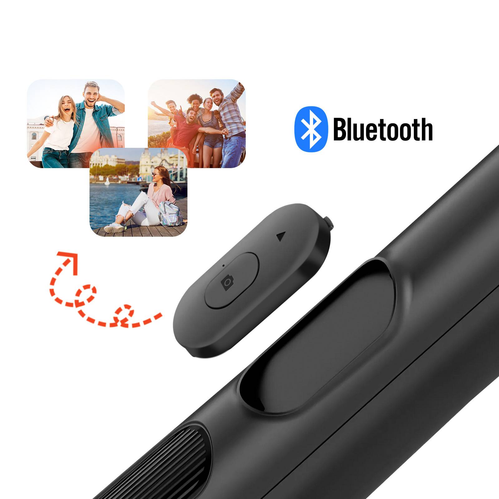 Perche Selfie Bluetooth Extensible avec Trépied Stable Support Rotatif-3