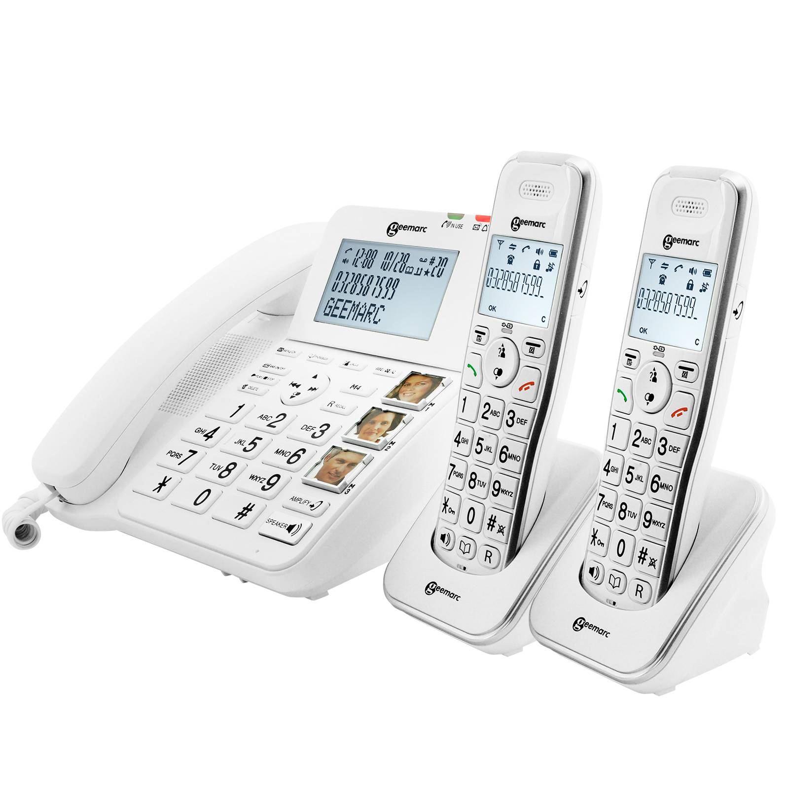 Téléphone Fixe Senior Amplifié avec 2 Combinés Sans Fil Répondeur-0