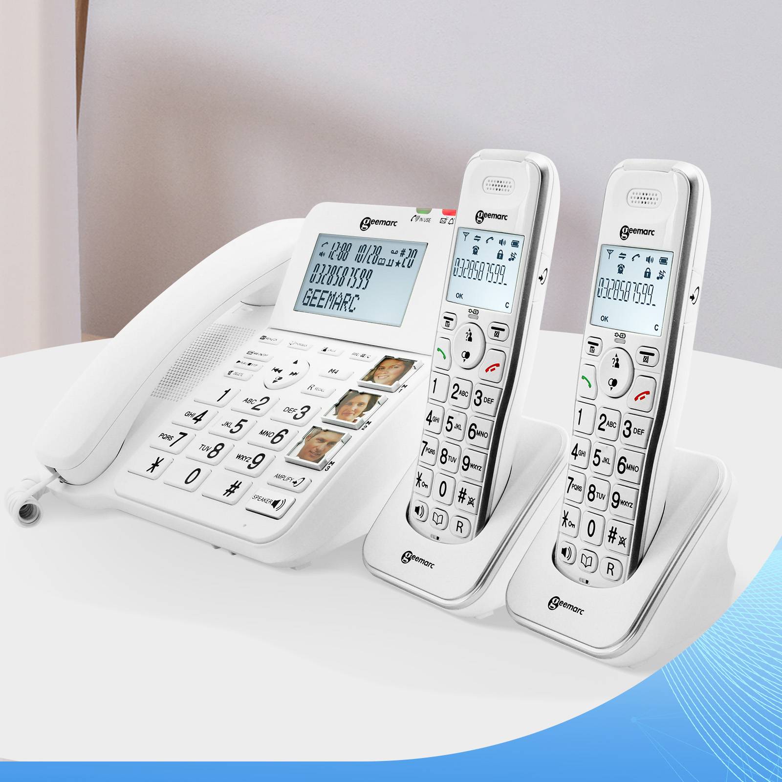 Téléphone Fixe Senior Amplifié avec 2 Combinés Sans Fil Répondeur-2