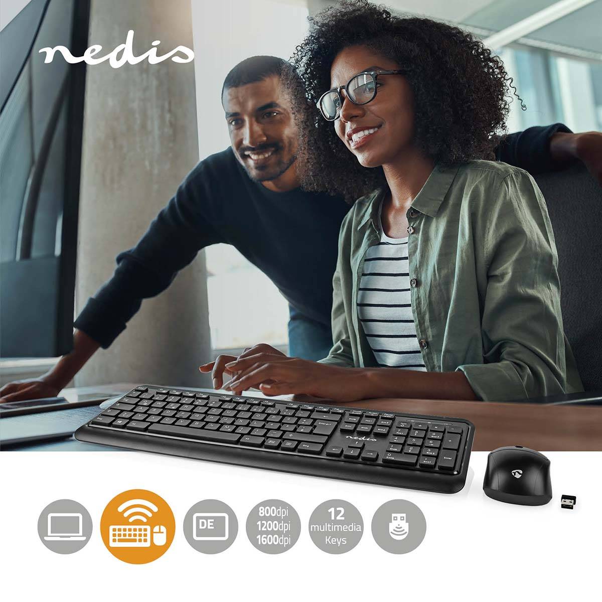 Pack Clavier Sans Fil QWERTZ Allemand avec Souris Sans Fil et Nano-Récepteur USB-4