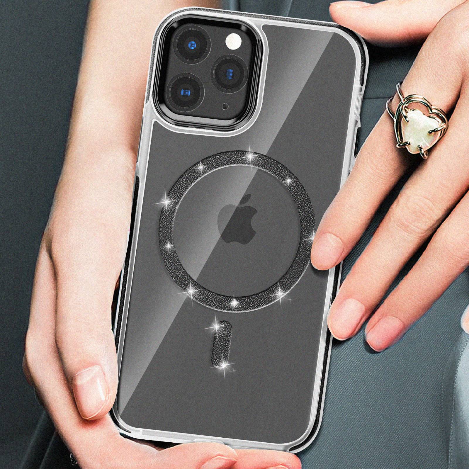 Coque MagSafe pour iPhone 11 Pro Max Silicone Pailleté-2