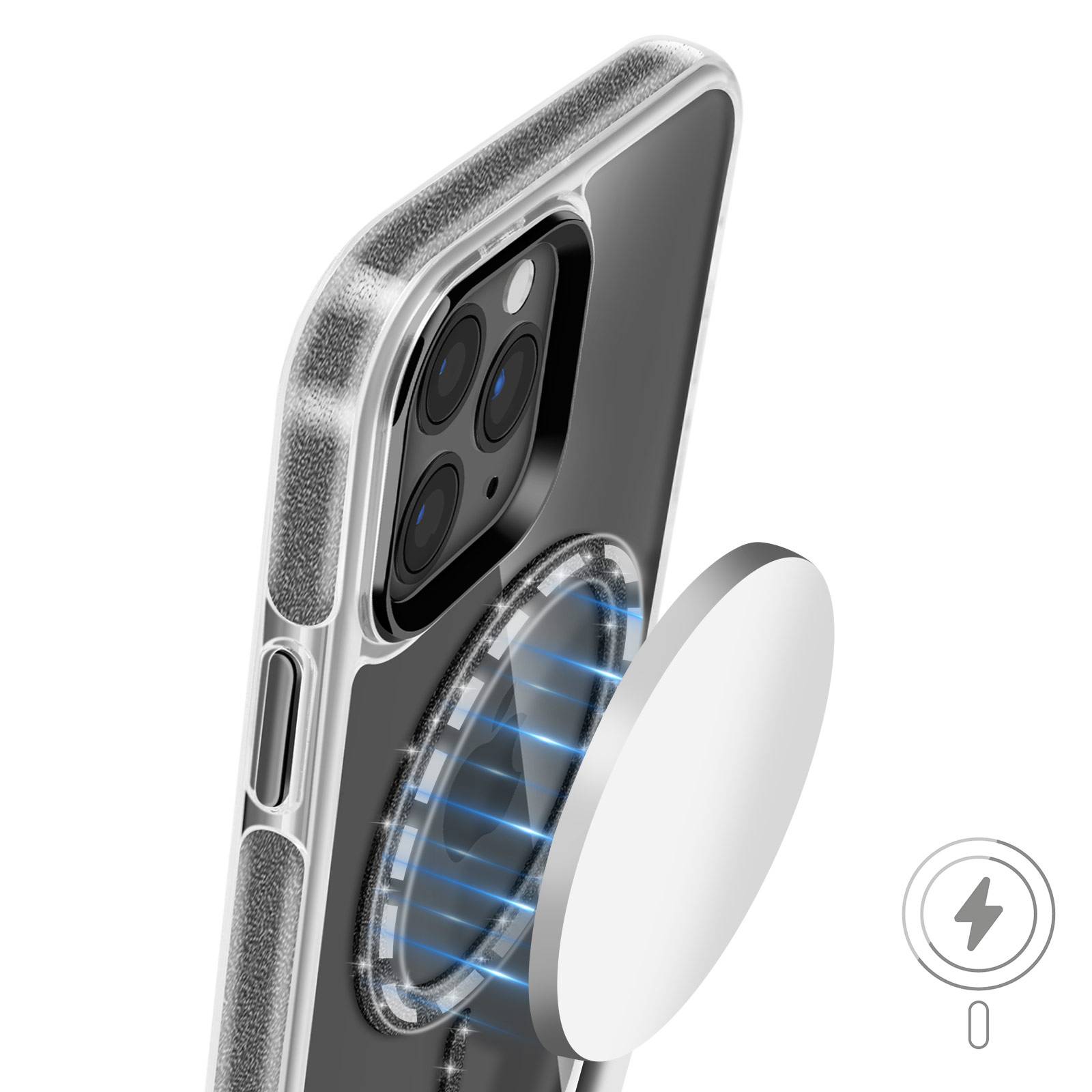 Coque MagSafe pour iPhone 11 Pro Max Silicone Pailleté-4