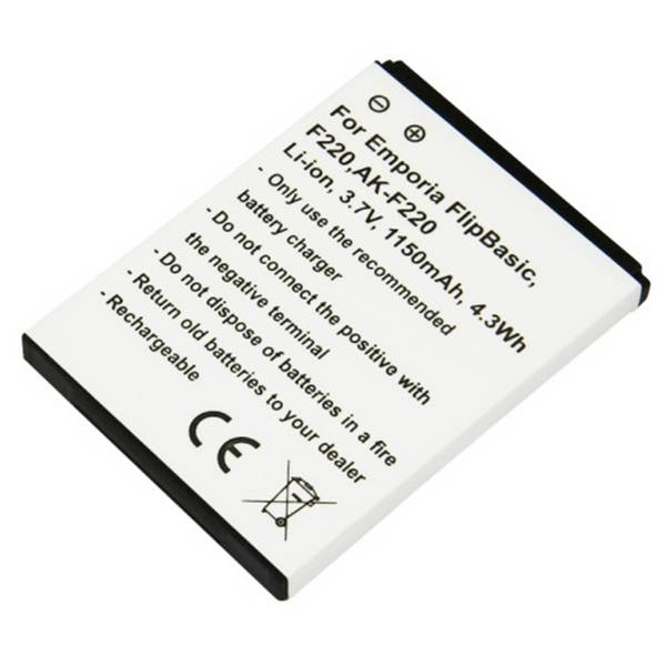 Batterie pour Emporia FlipBasic F220 Li-ion AK-F220 3.7V 1150mAh 4.3Wh