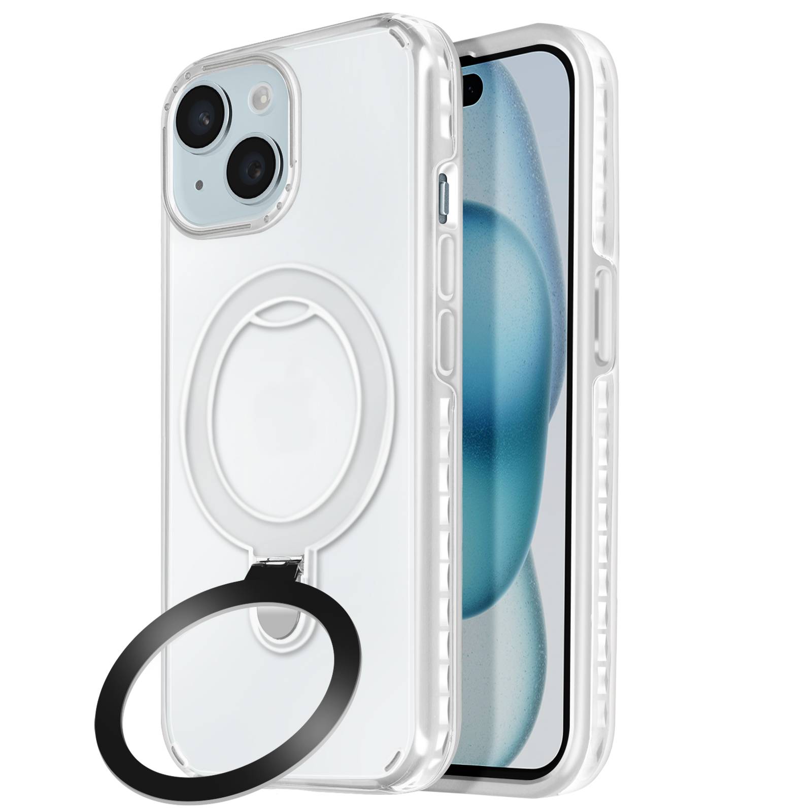 Coque MagSafe pour iPhone 15 Antichoc avec Support Pliable-0