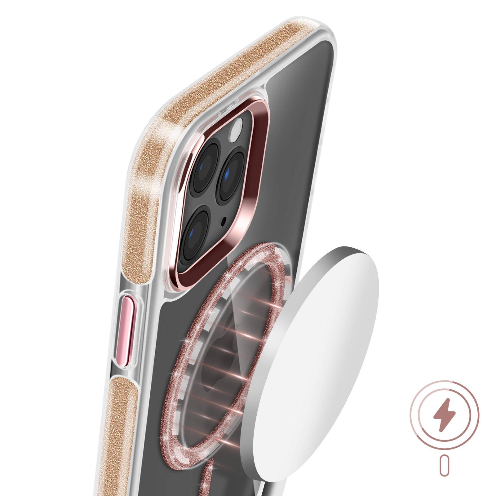 Coque MagSafe pour iPhone 11 Pro Max Silicone Pailleté-3