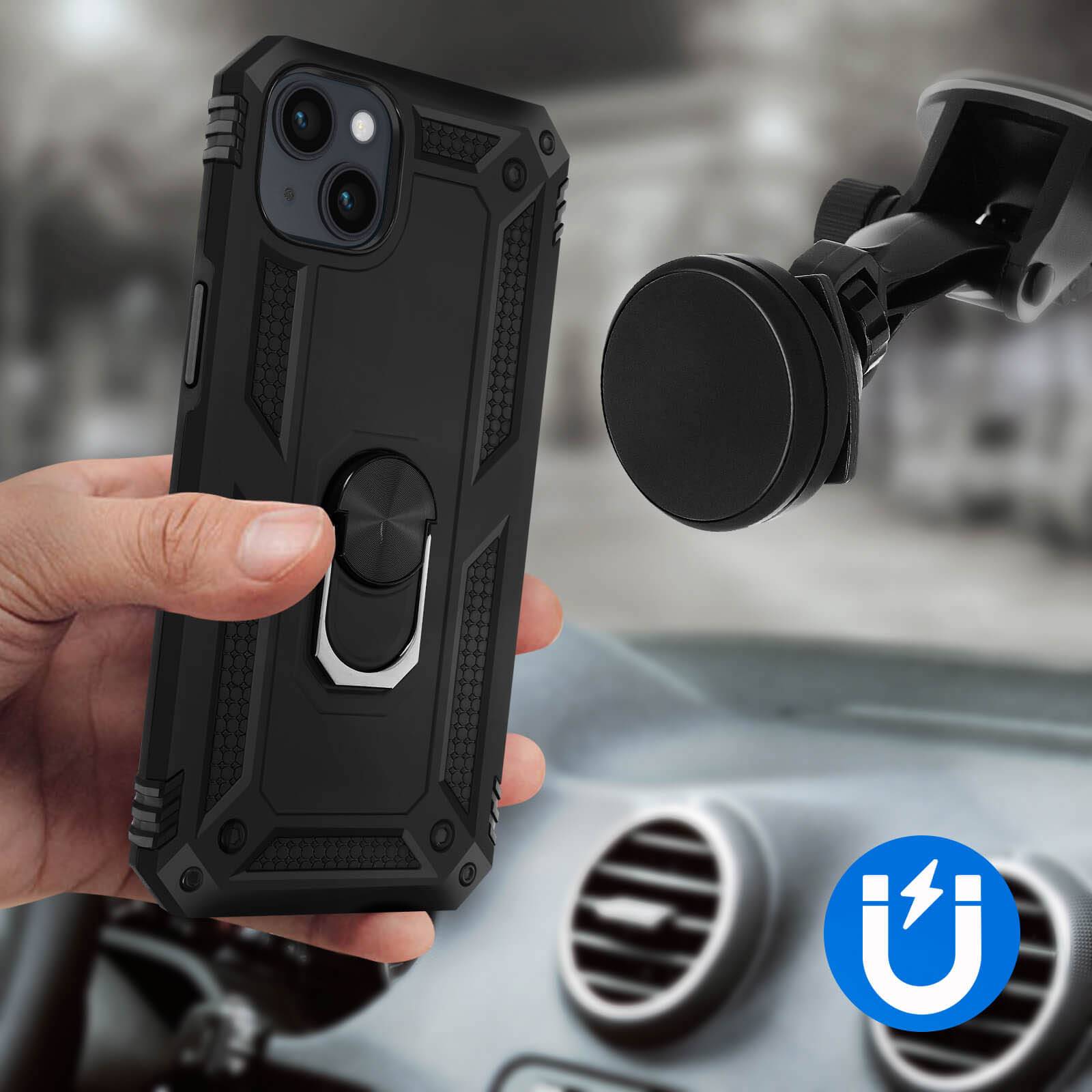 Coque pour iPhone 15 Plus Hybride Bague Magnétique Série ArmoRing-3
