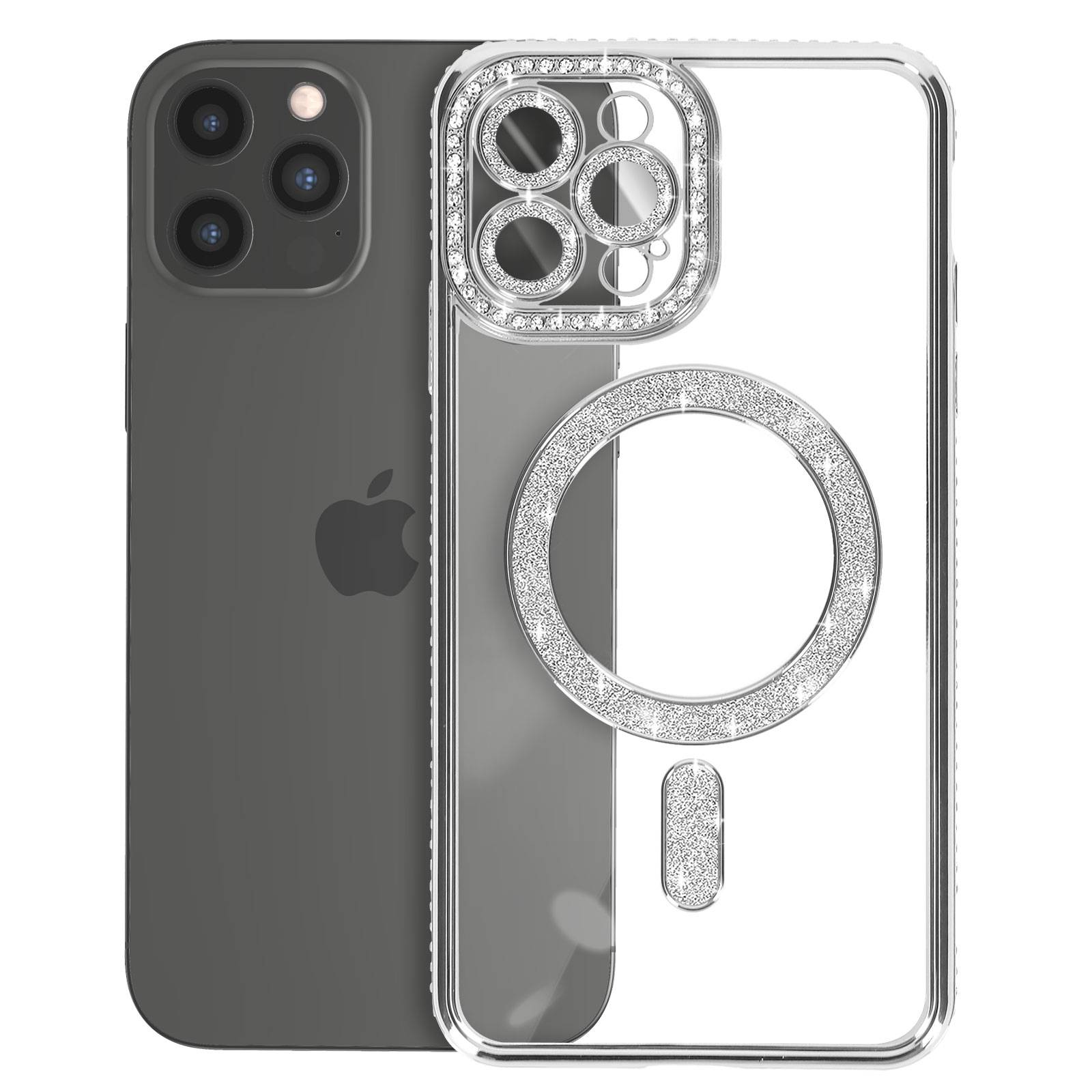 Coque Diamant pour iPhone 13 Pro Max Protection MagSafe Contour Strass-1