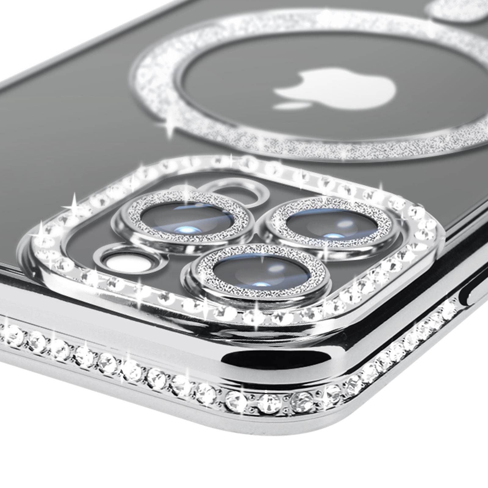 Coque Diamant pour iPhone 13 Pro Max Protection MagSafe Contour Strass-2