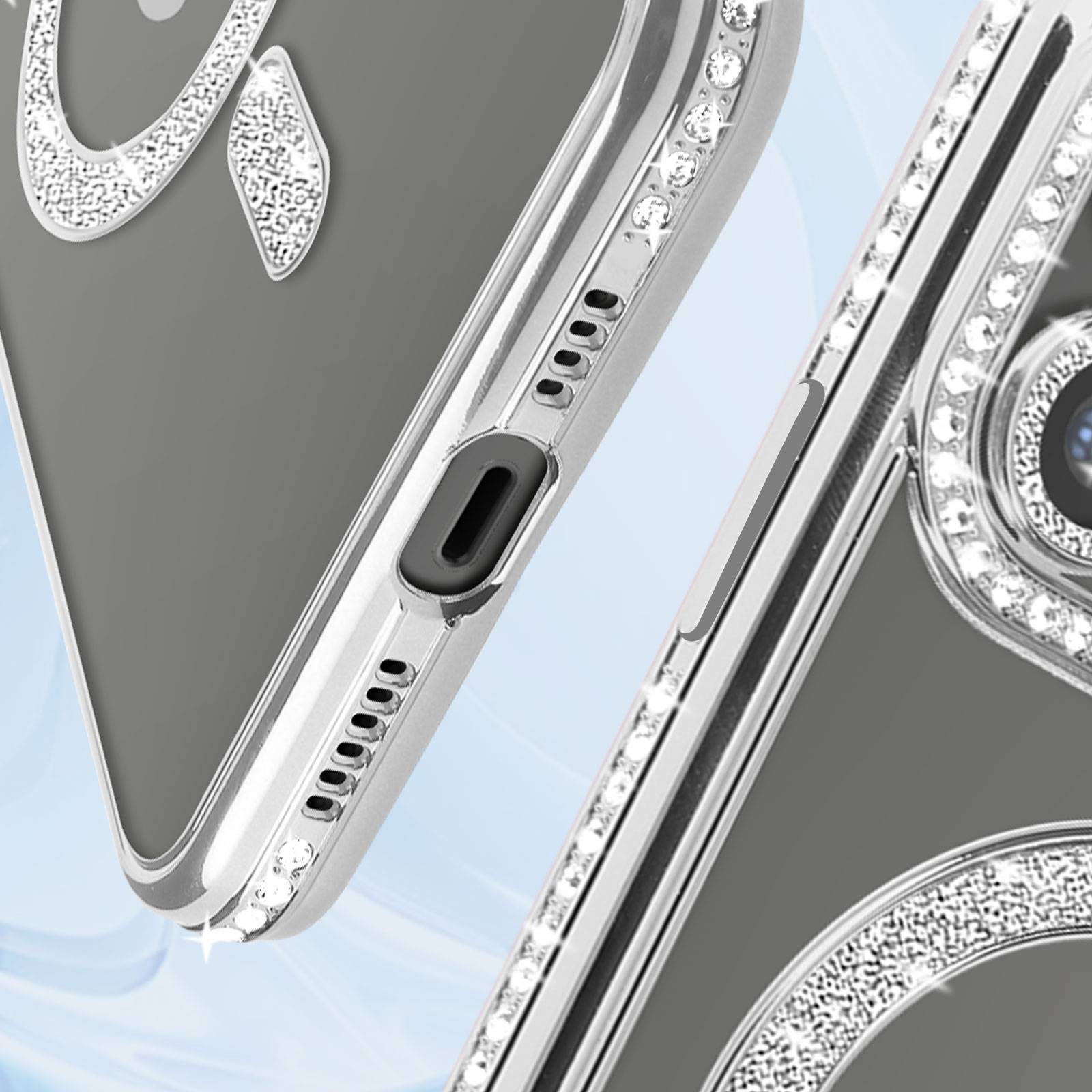 Coque Diamant pour iPhone 13 Pro Max Protection MagSafe Contour Strass-3