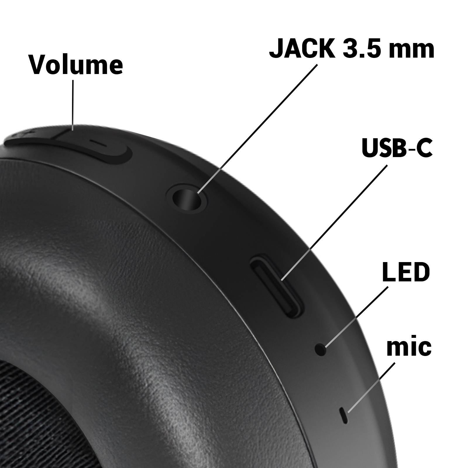 Casque Bluetooth ANC Étanche IP44 Arceau Pliable avec Coussinets-2