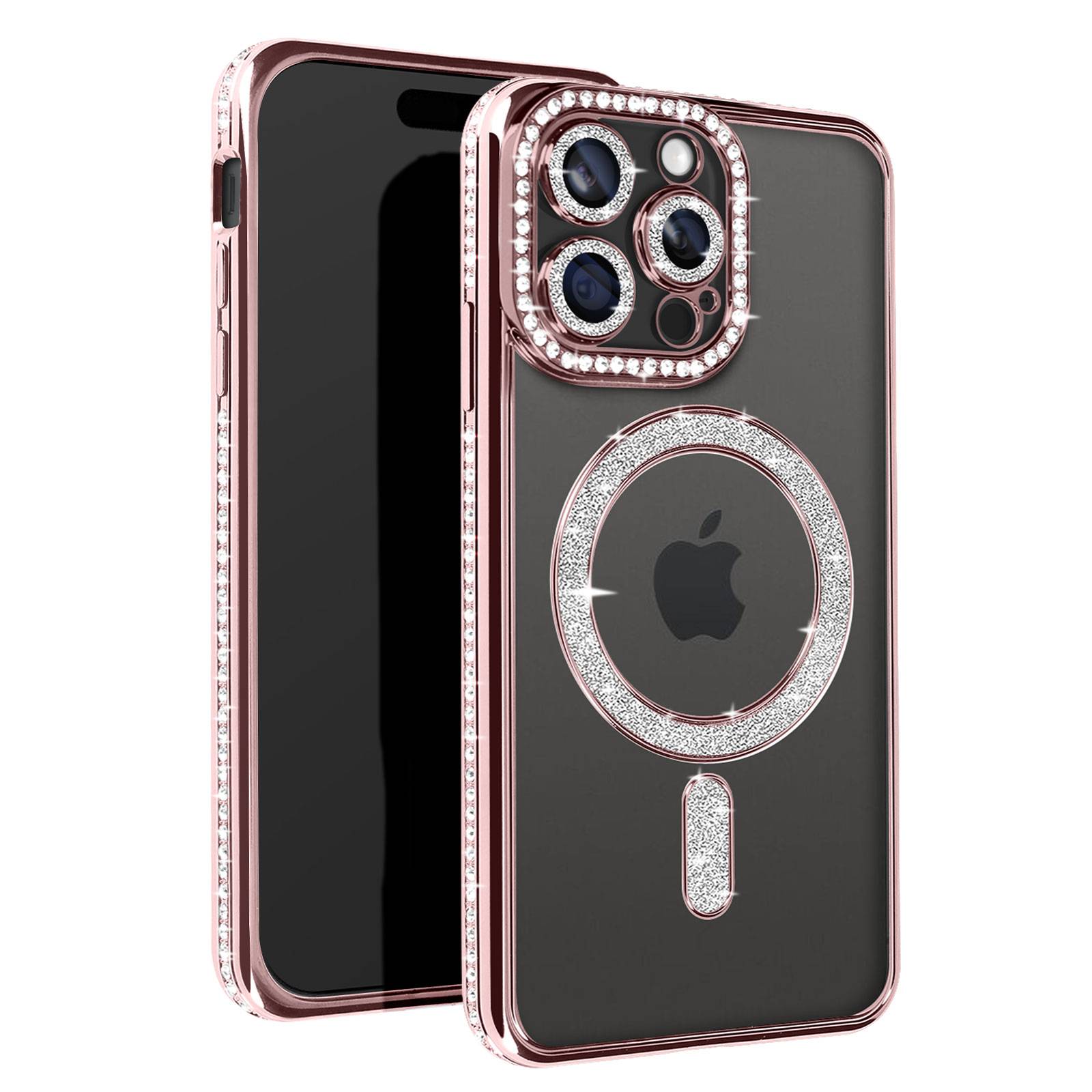 Coque Diamant pour iPhone 15 Pro Max Protection MagSafe Contour Strass-0
