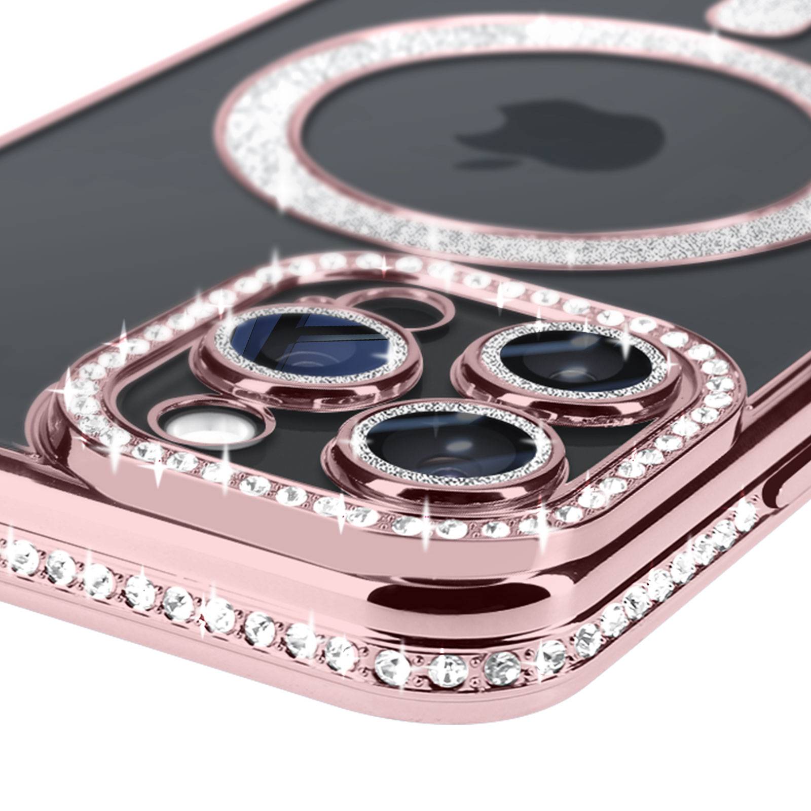 Coque Diamant pour iPhone 15 Pro Max Protection MagSafe Contour Strass-2