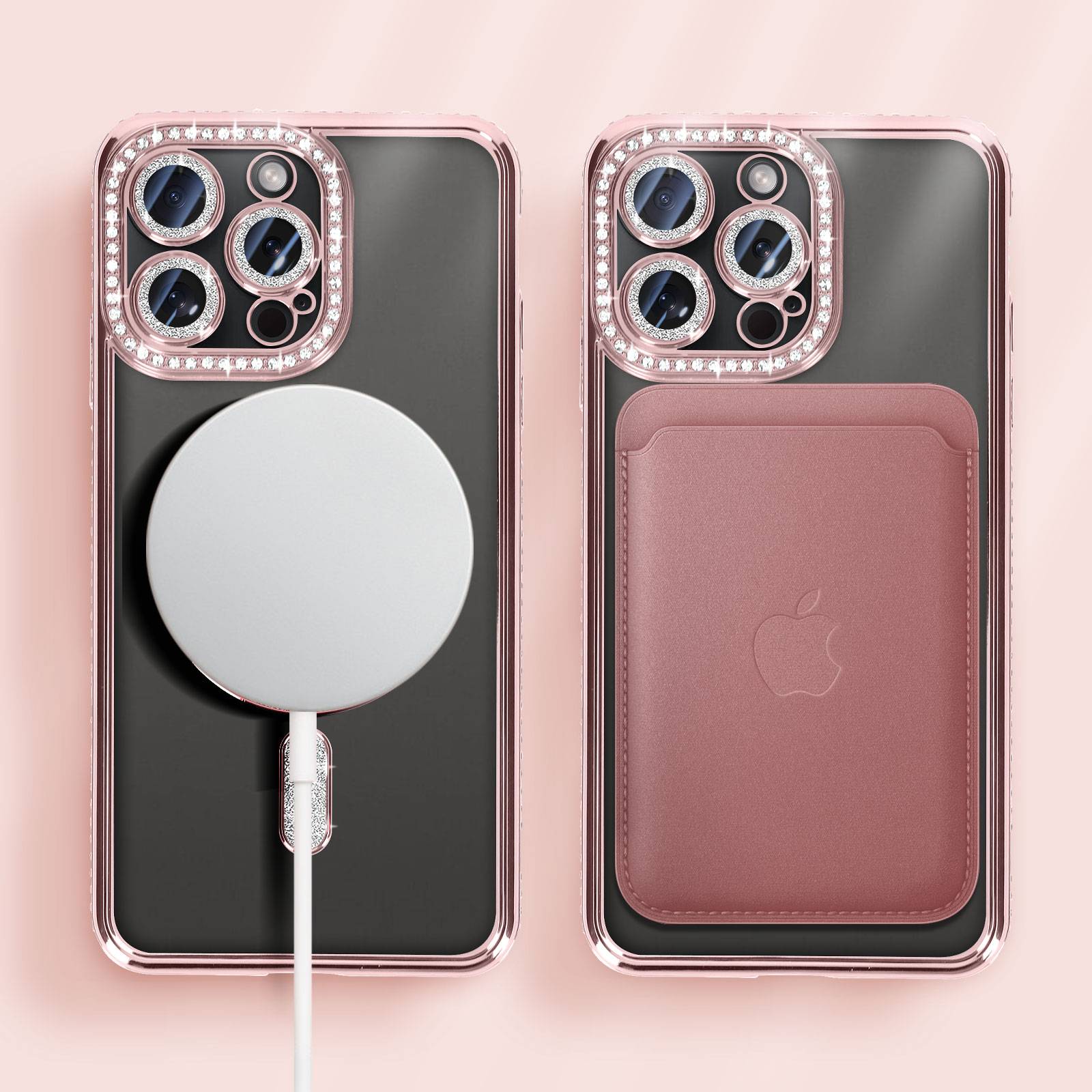 Coque Diamant pour iPhone 15 Pro Max Protection MagSafe Contour Strass-4